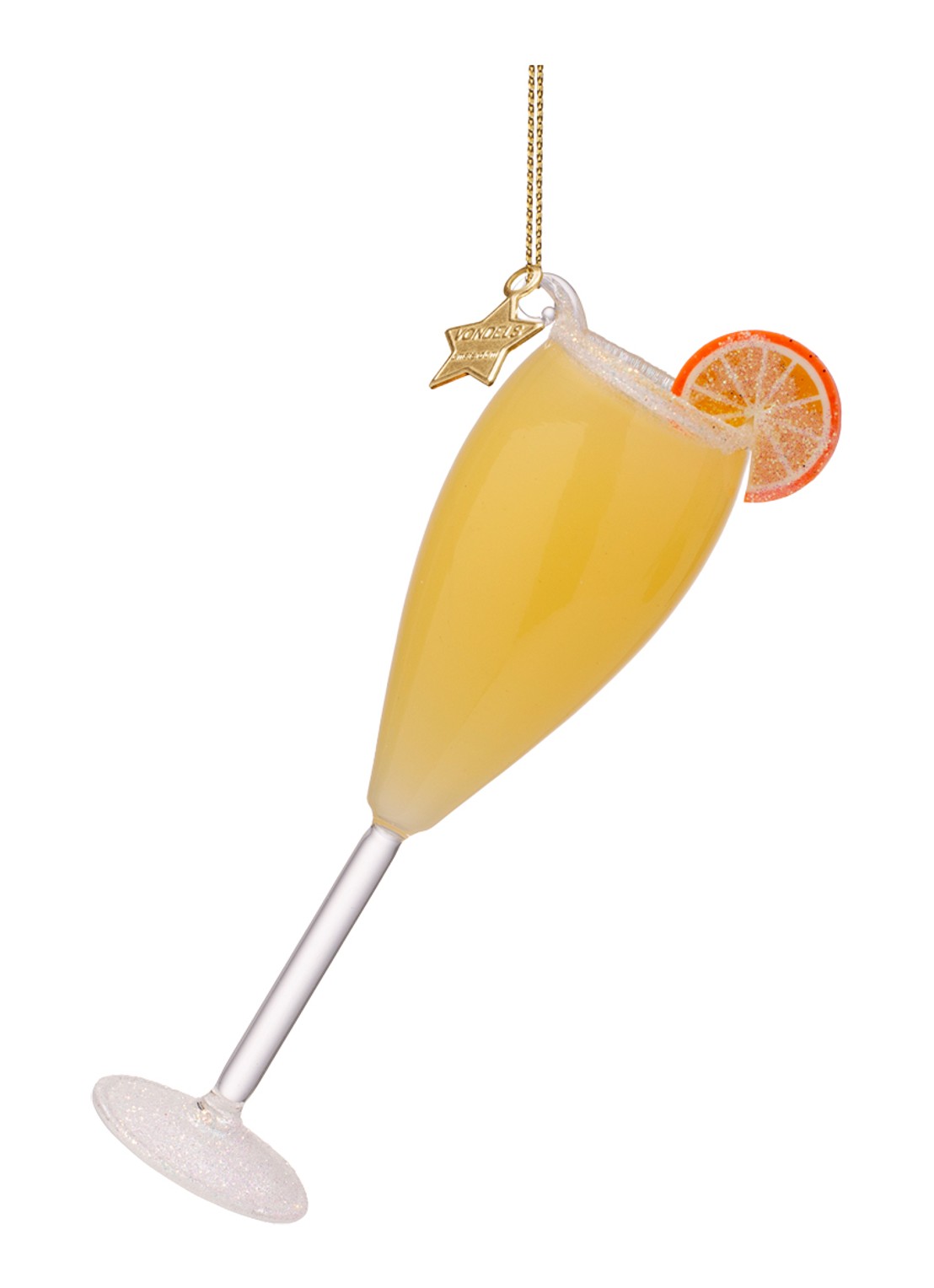 Vondels Cocktail Mimosa kersthanger 12,5 cm - voorkant oranje