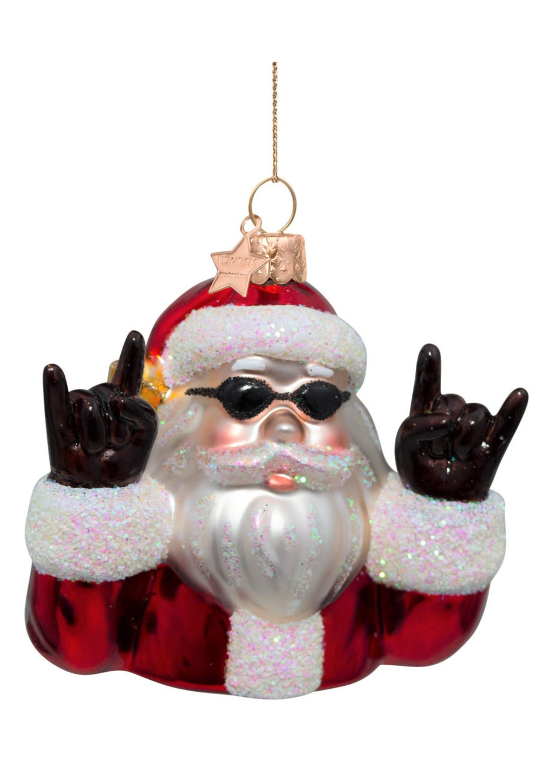 Vondels Coole Kerstman kersthanger 8 cm - detail 2 rood