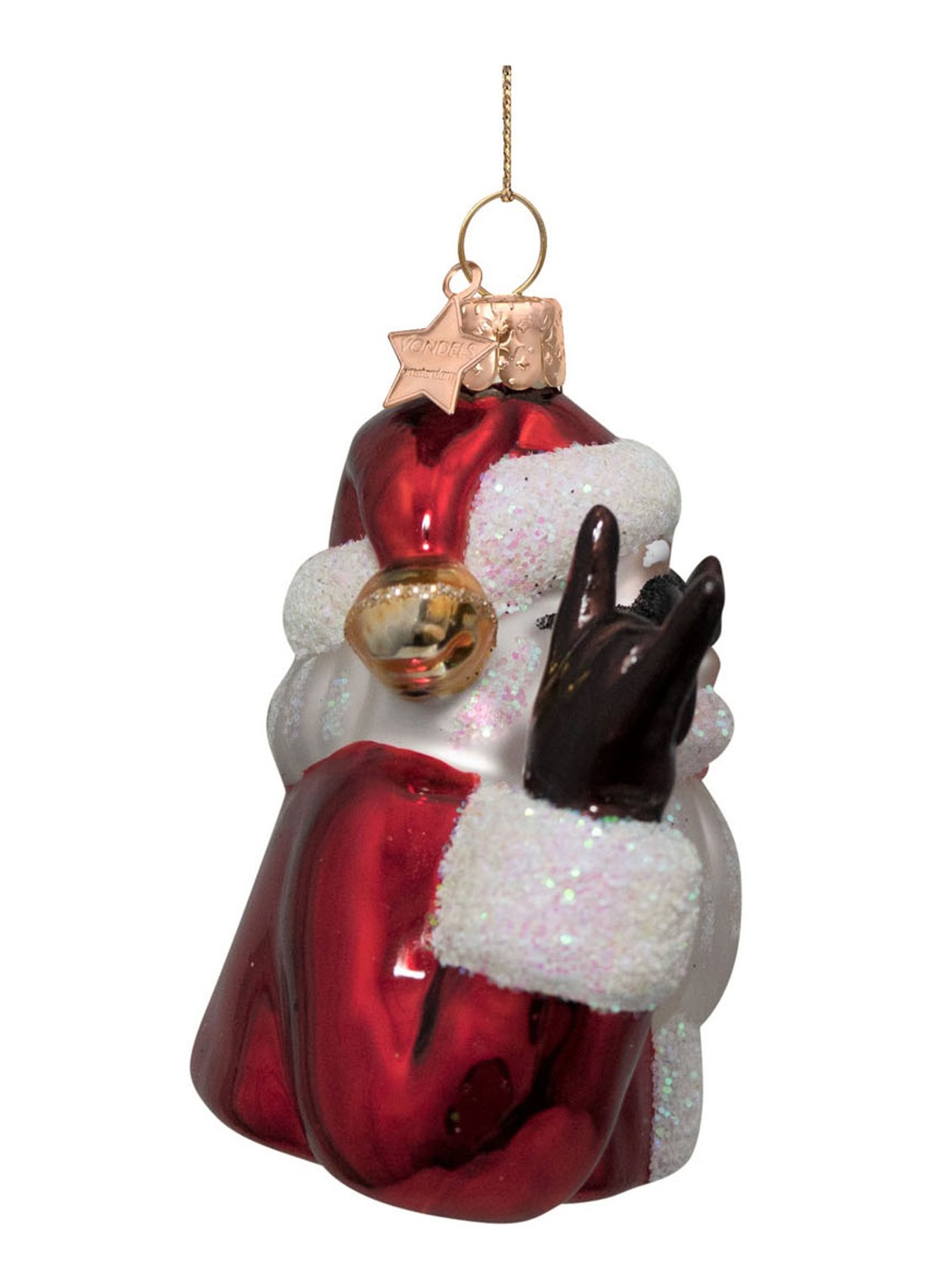 Vondels Coole Kerstman kersthanger 8 cm - detail 3 rood