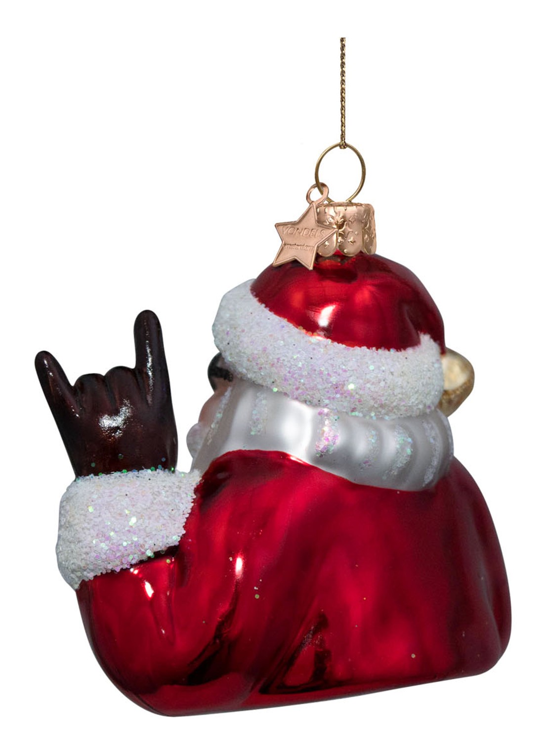 Vondels Coole Kerstman kersthanger 8 cm - detail 5 rood