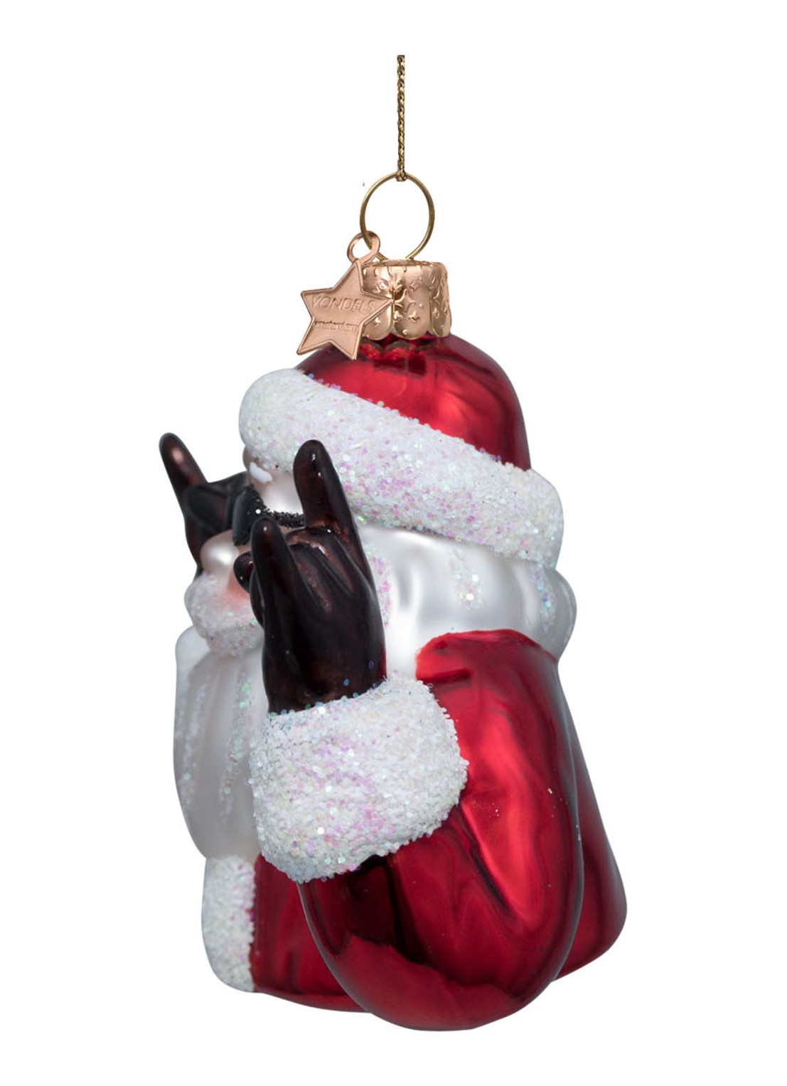 Vondels Coole Kerstman kersthanger 8 cm - voorkant rood