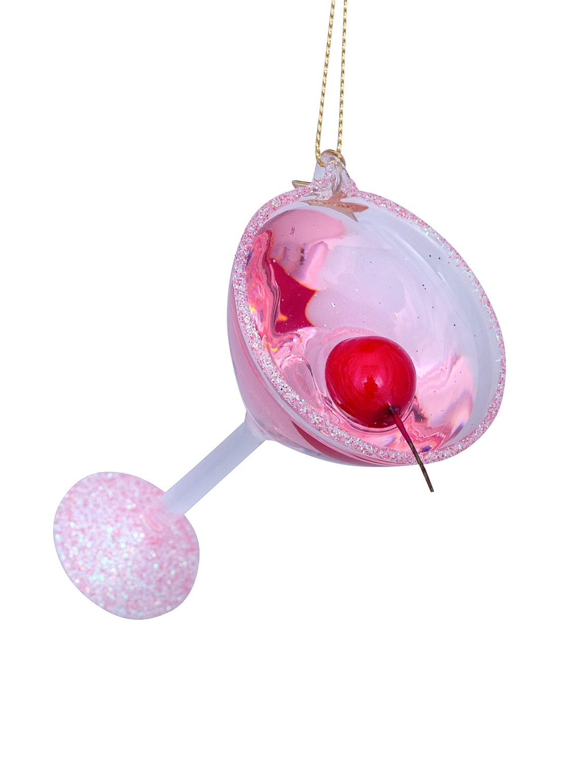Vondels Cosmopolitan cocktail kersthanger 9,5 cm - detail 2 roze