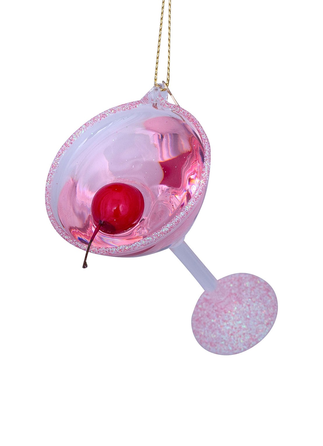 Vondels Cosmopolitan cocktail kersthanger 9,5 cm - detail 3 roze