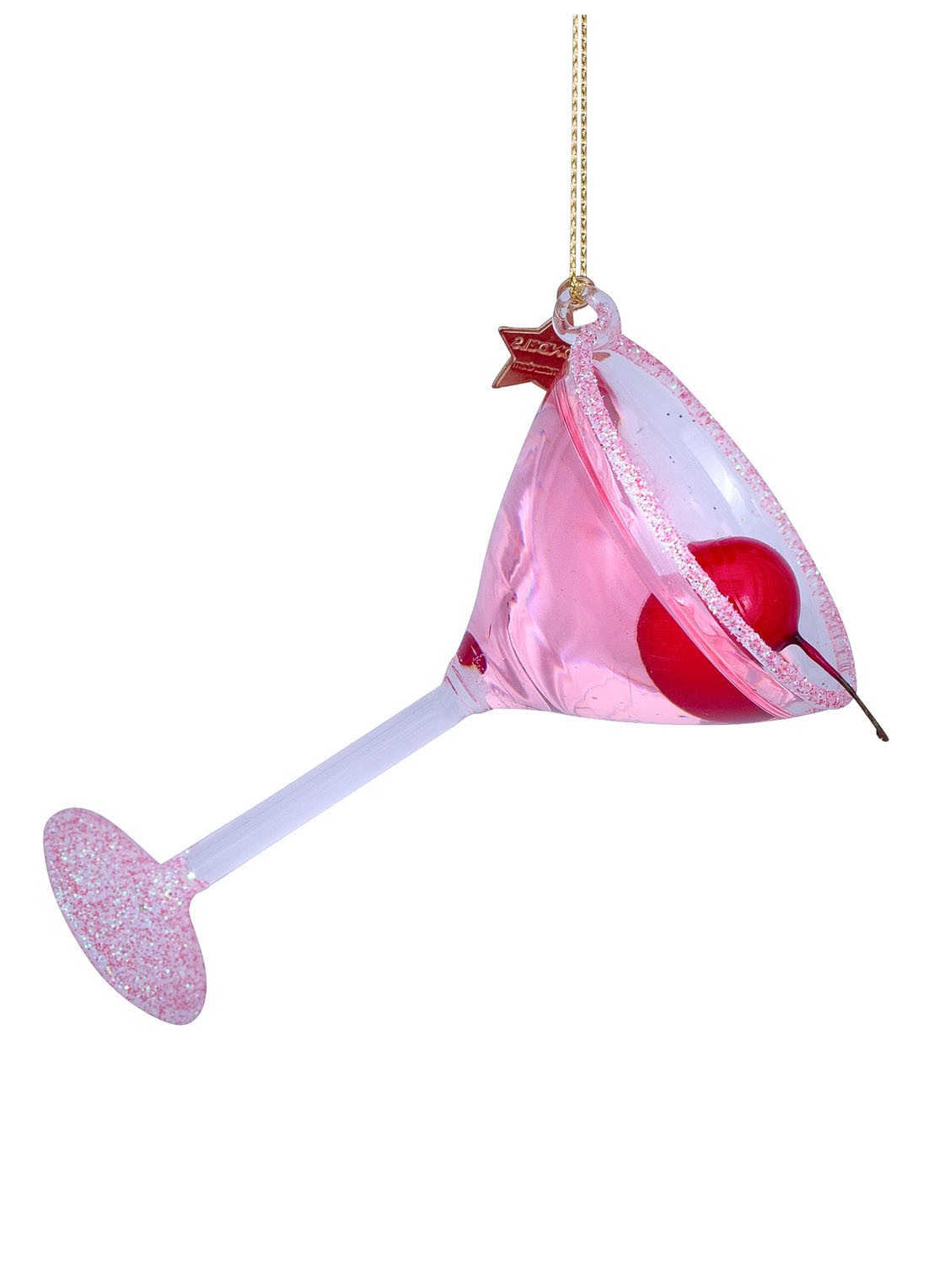 Vondels Cosmopolitan cocktail kersthanger 9,5 cm - voorkant roze