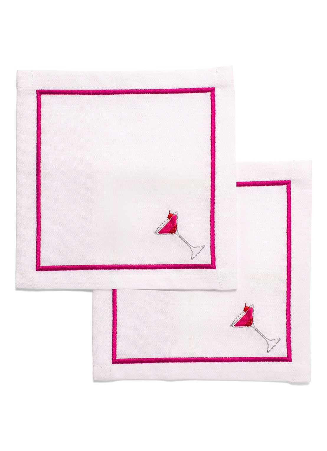 Vondels Cosmopolitan servetten 14 x 14 cm set van 2 - voorkant gebroken wit