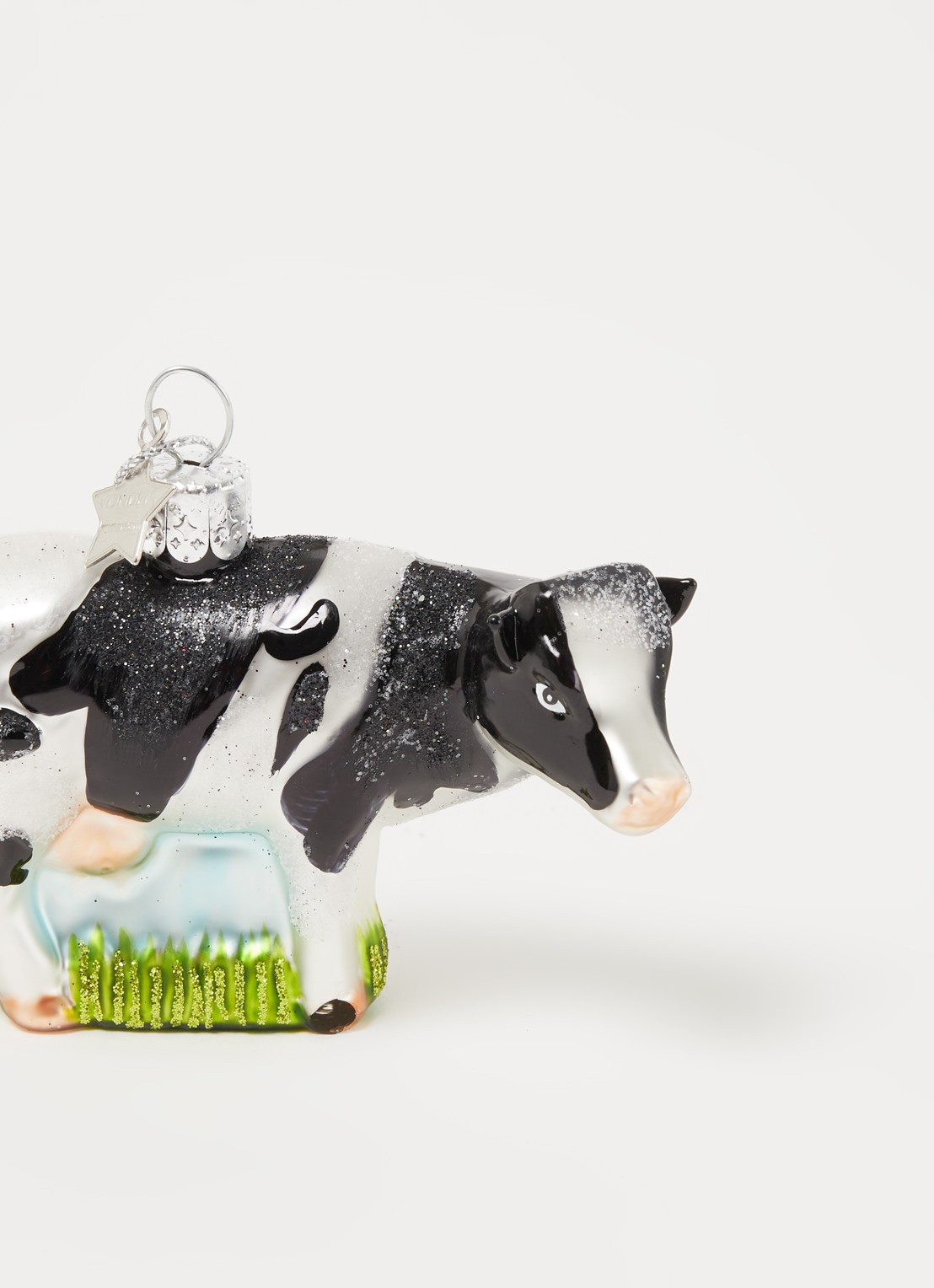 Vondels Cow kerst ornament 7 cm - detail 3 zwart