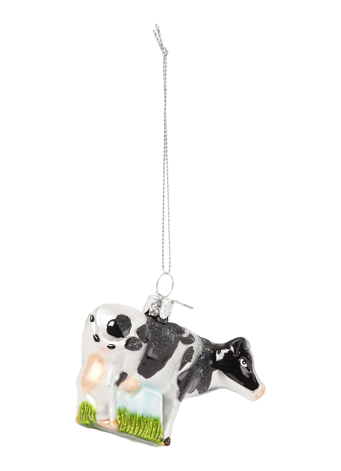 Vondels Cow kerst ornament 7 cm - voorkant zwart