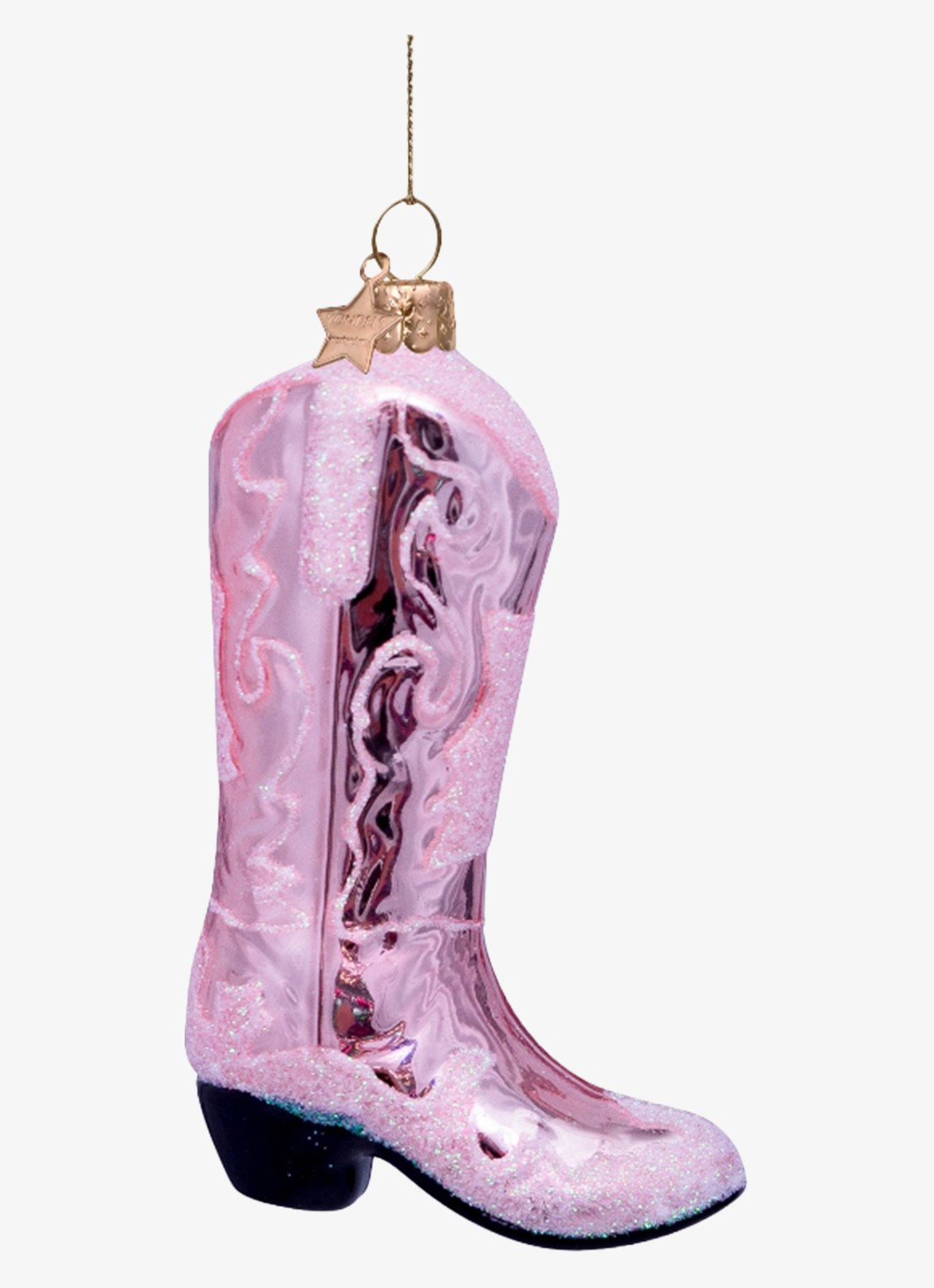 Vondels Cowboylaars kersthanger 11,5 cm - voorkant 2 roze