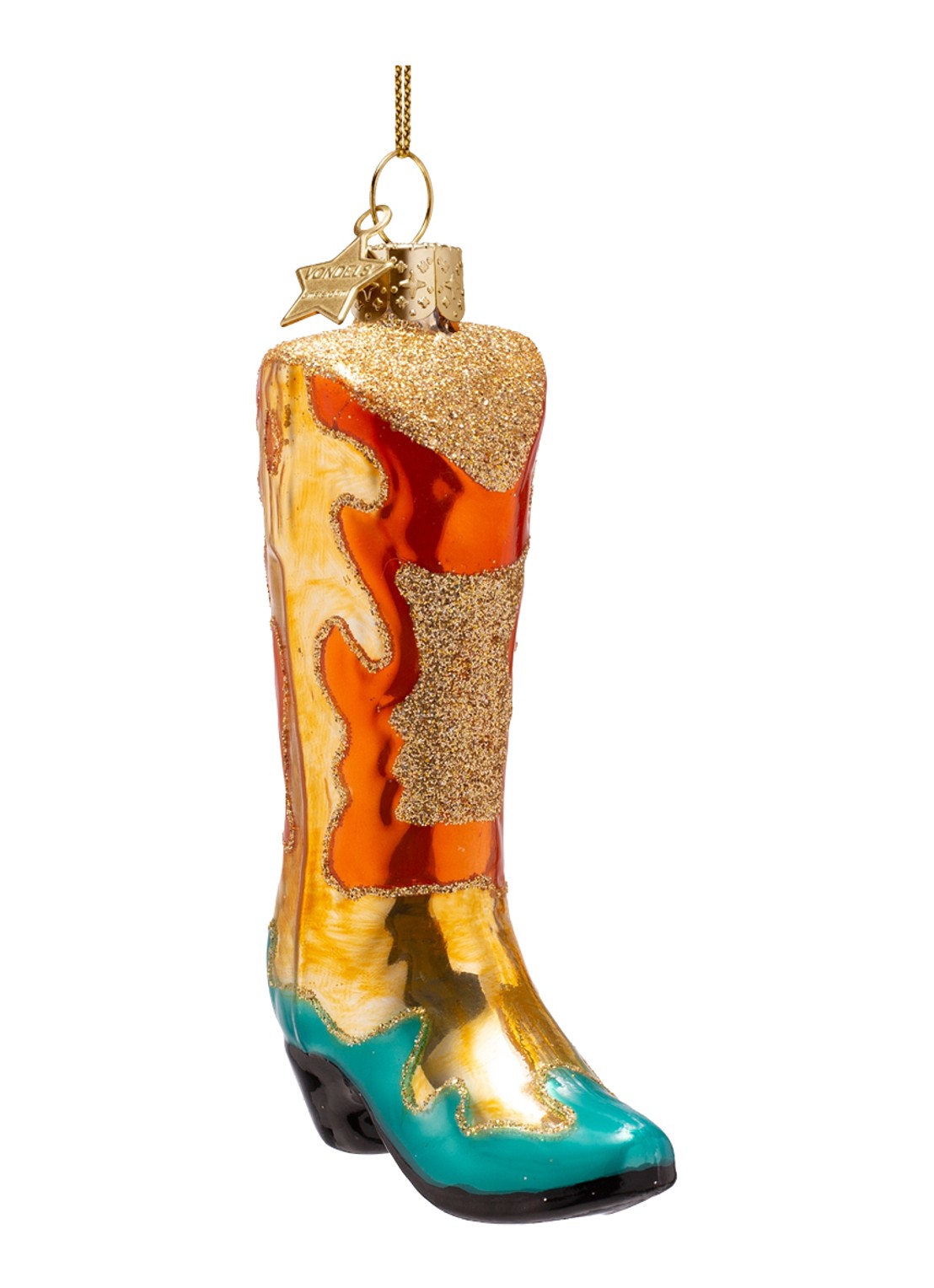 Vondels Cowboylaars kersthanger 11,5 cm - detail 3 oranje