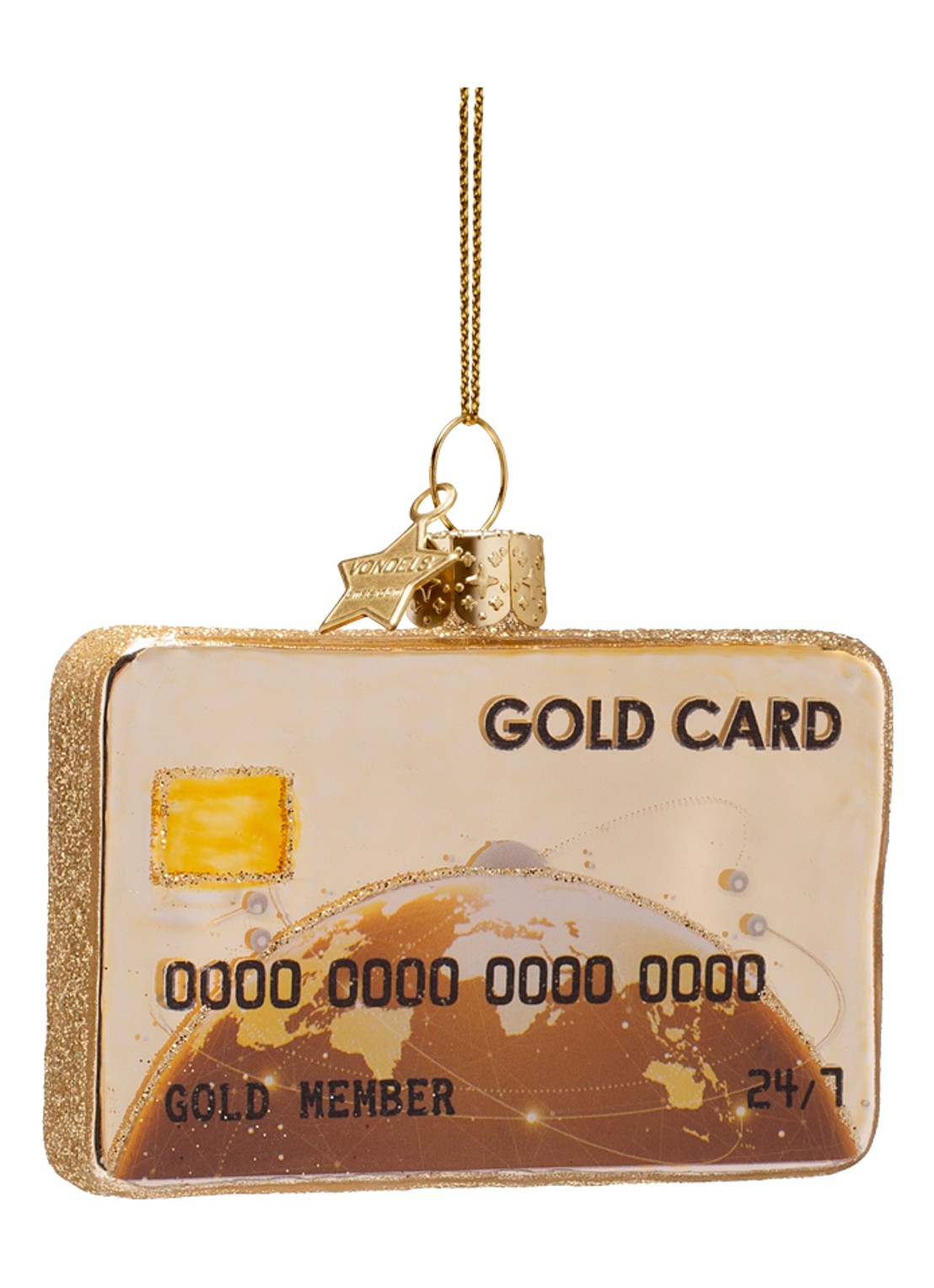 Vondels Credit card kersthanger 6,5 cm - voorkant goud