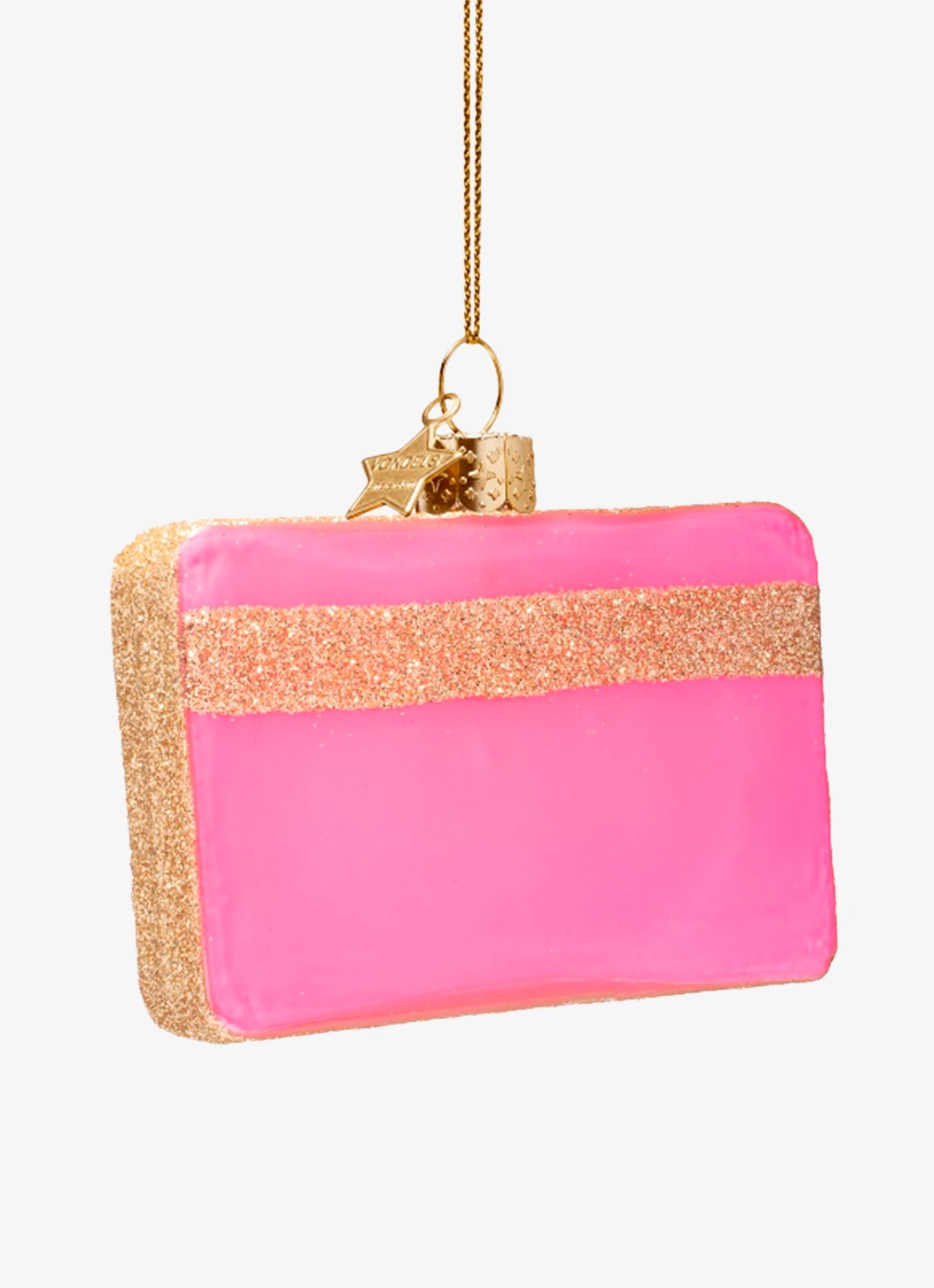 Vondels Creditcard kersthanger 7 cm - achterkant roze