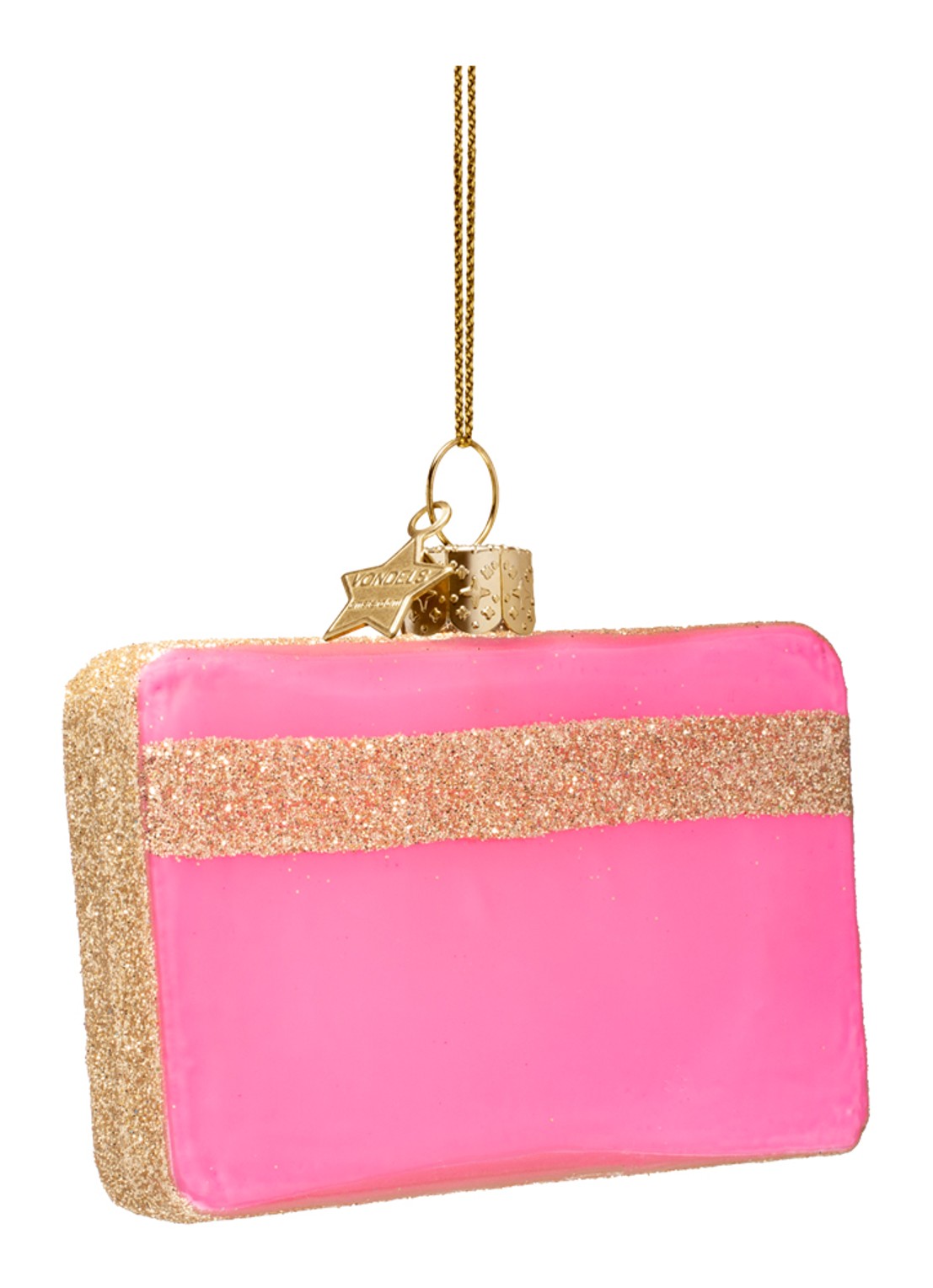 Vondels Creditcard kersthanger 7 cm - achterkant 2 roze