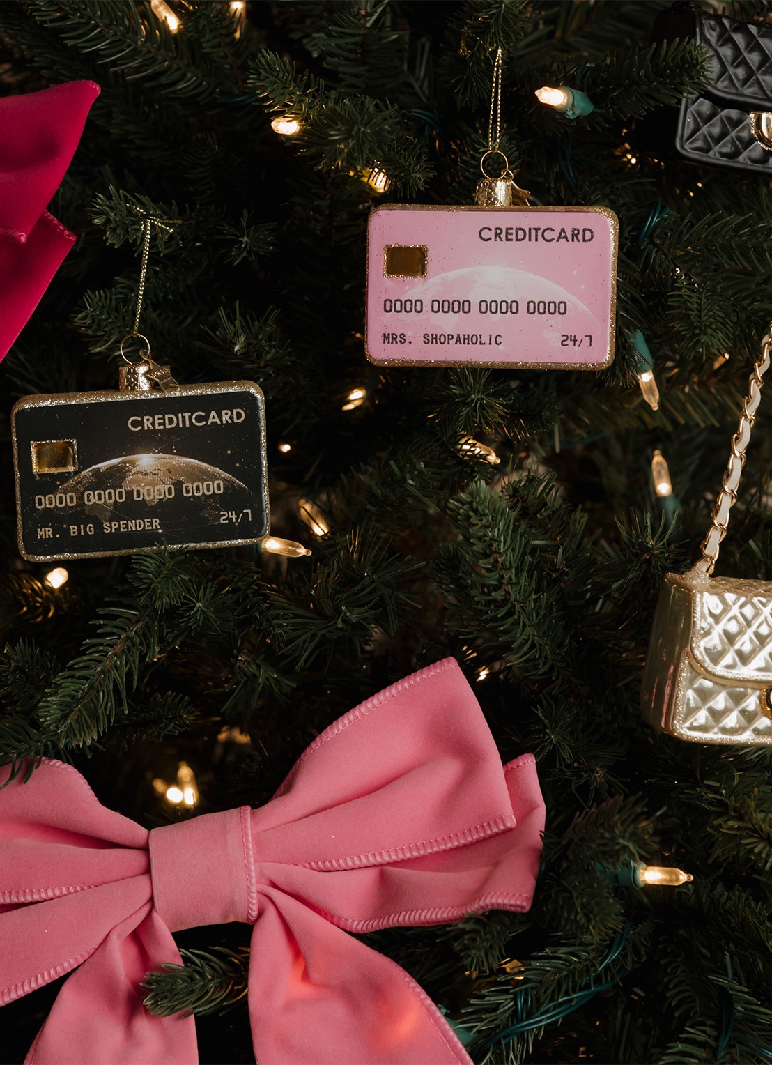 Vondels Creditcard kersthanger 7 cm - voorkant 4 roze