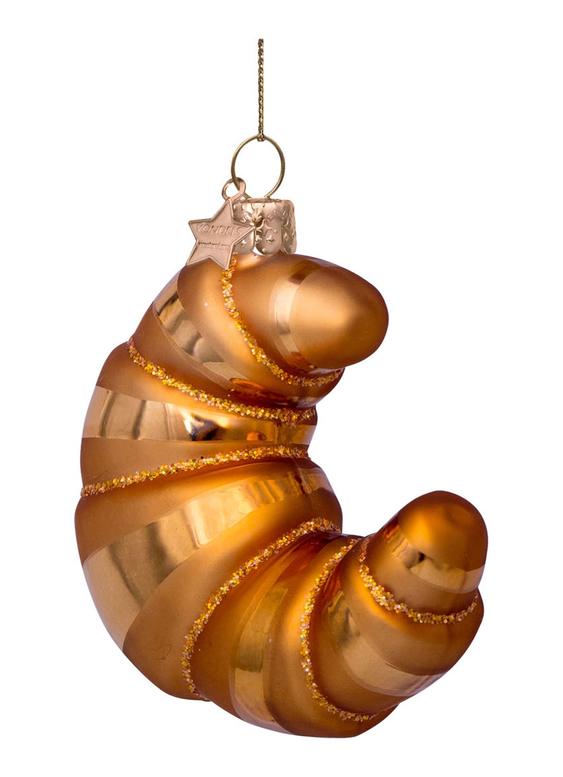 Vondels Croissant kersthanger 8 cm - voorkant bruin