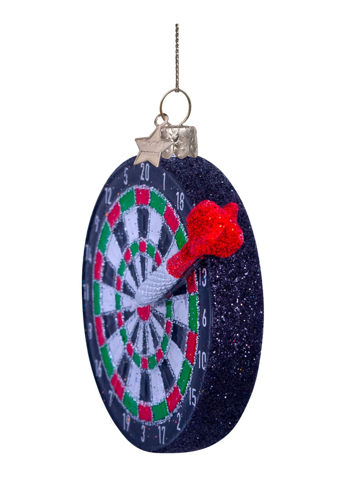 Vondels Dartbord kersthanger 8 cm - detail 3 zwart