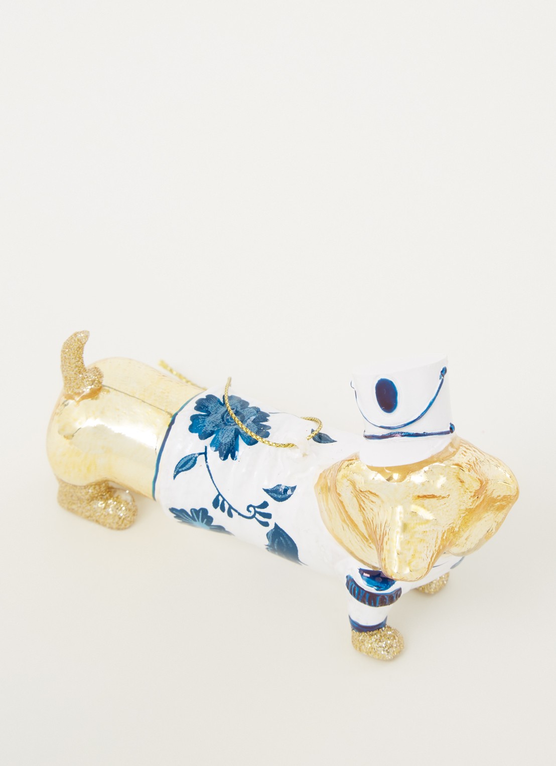 Vondels Delft Blue Dog kersthanger 9 cm - detail blauw
