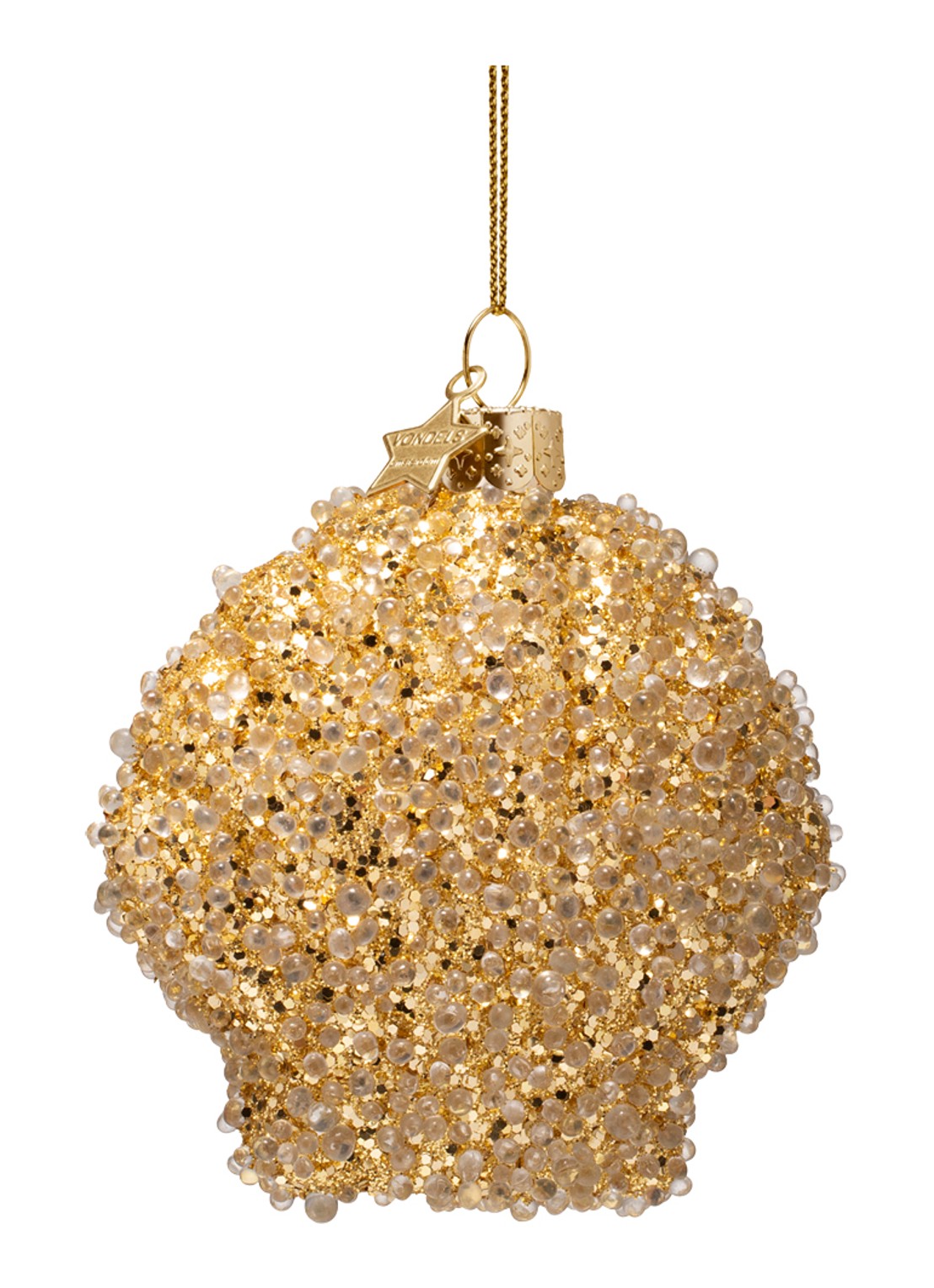 Vondels Diamanten schelp kersthanger 8 cm - achterkant goud