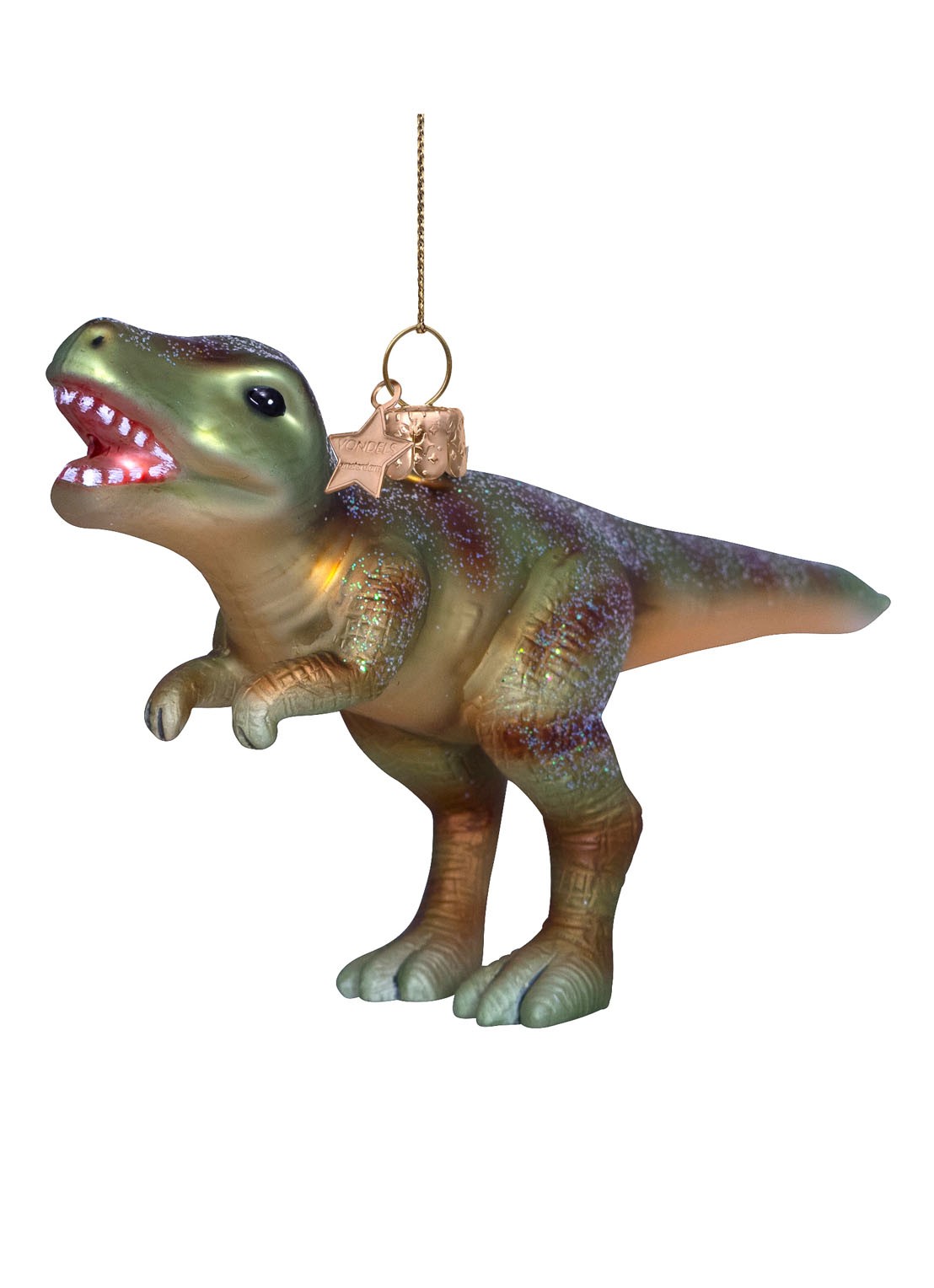 Vondels Dinosaurus kersthanger 9,5 cm - detail 5 groen