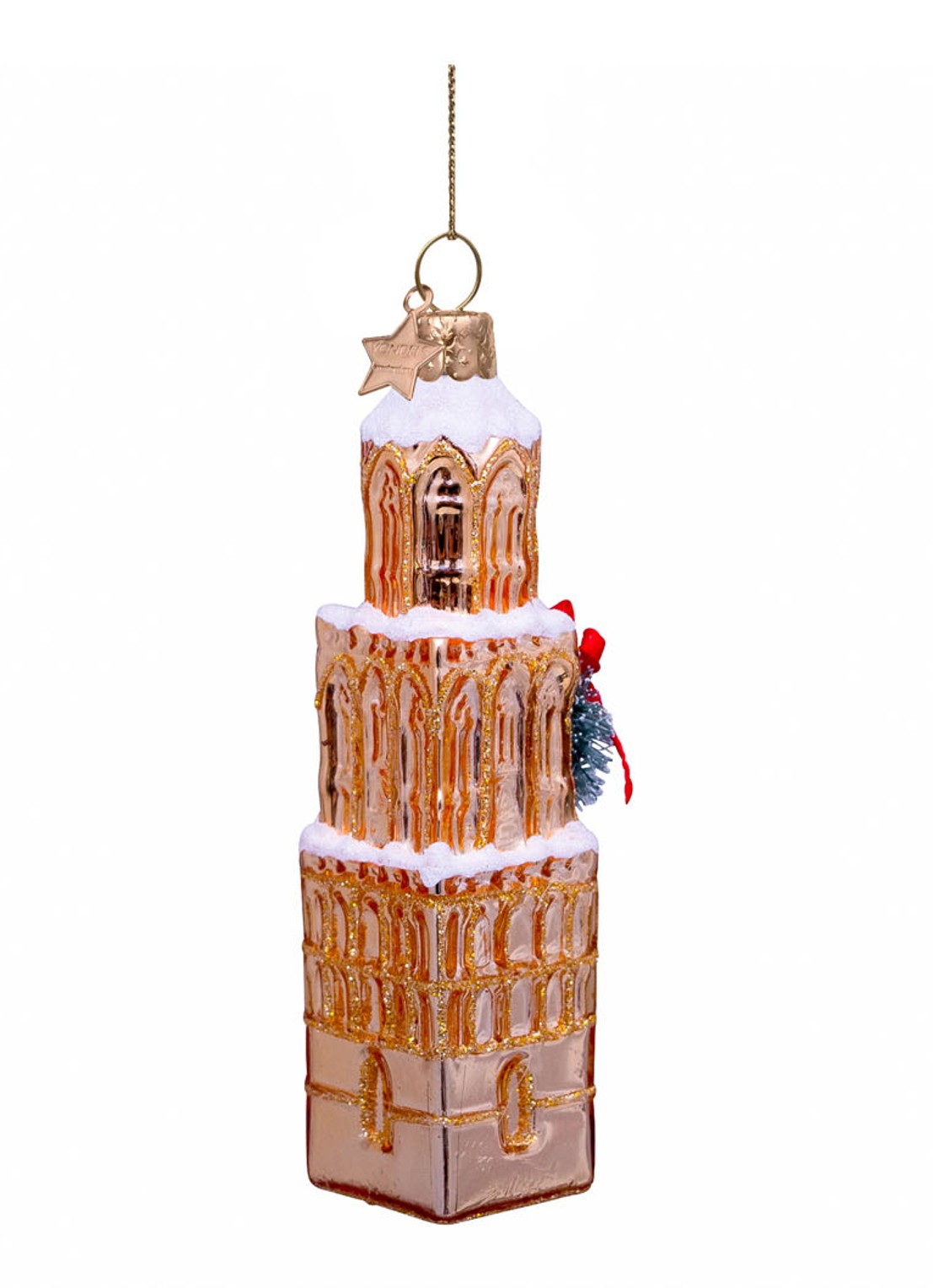 Vondels Domtoren Utrecht kersthanger 11,5 cm - detail 2 goud