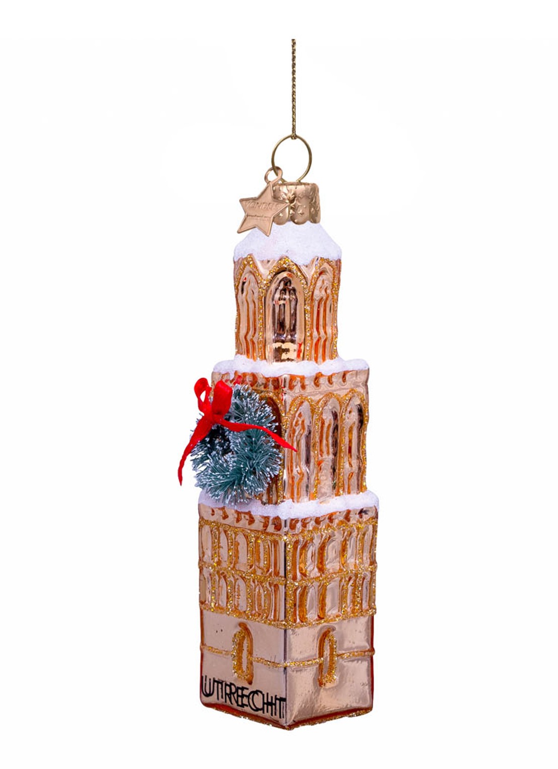 Vondels Domtoren Utrecht kersthanger 11,5 cm - voorkant 5 goud