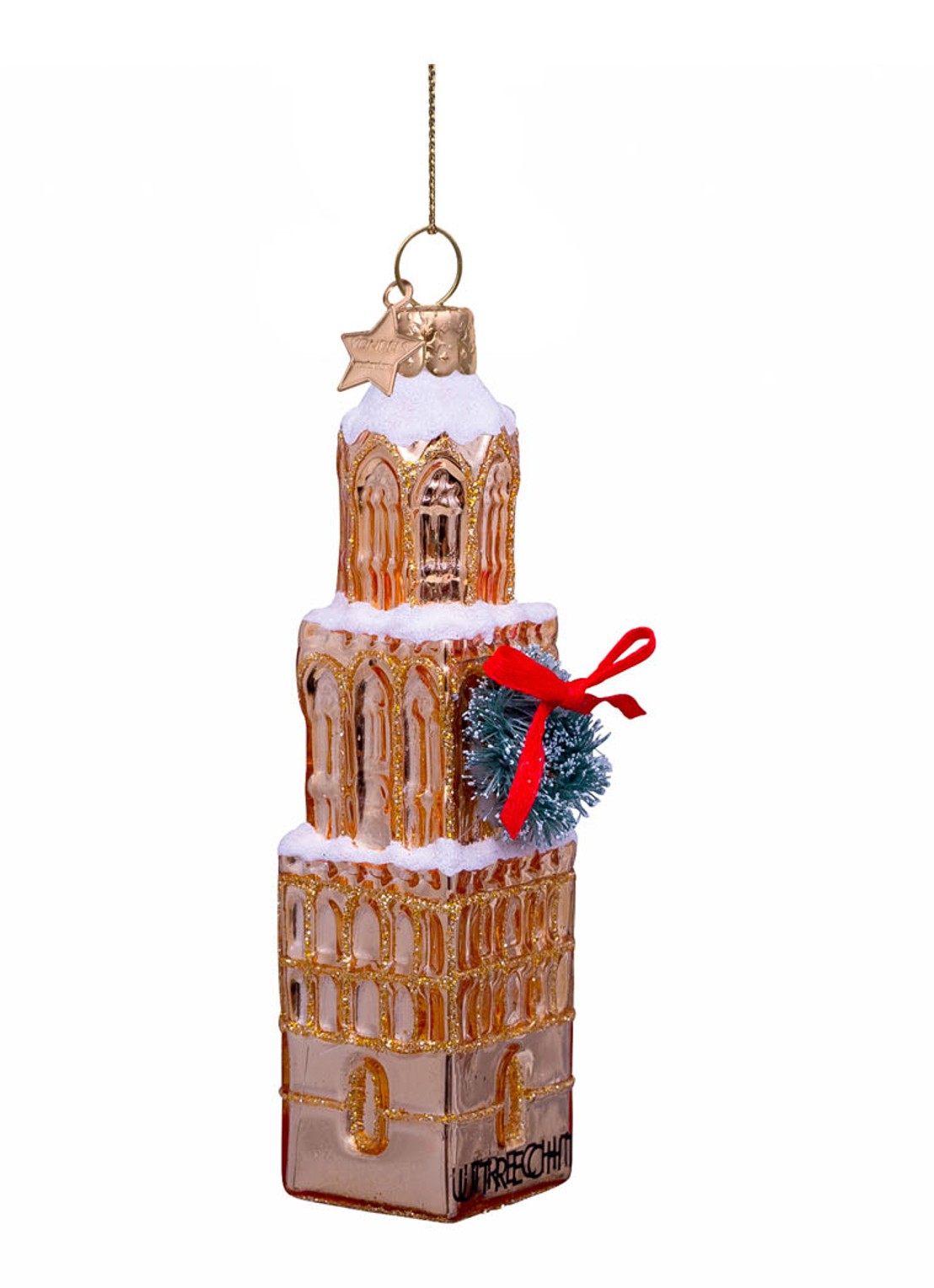 Vondels Domtoren Utrecht kersthanger 11 cm - detail 5 goud