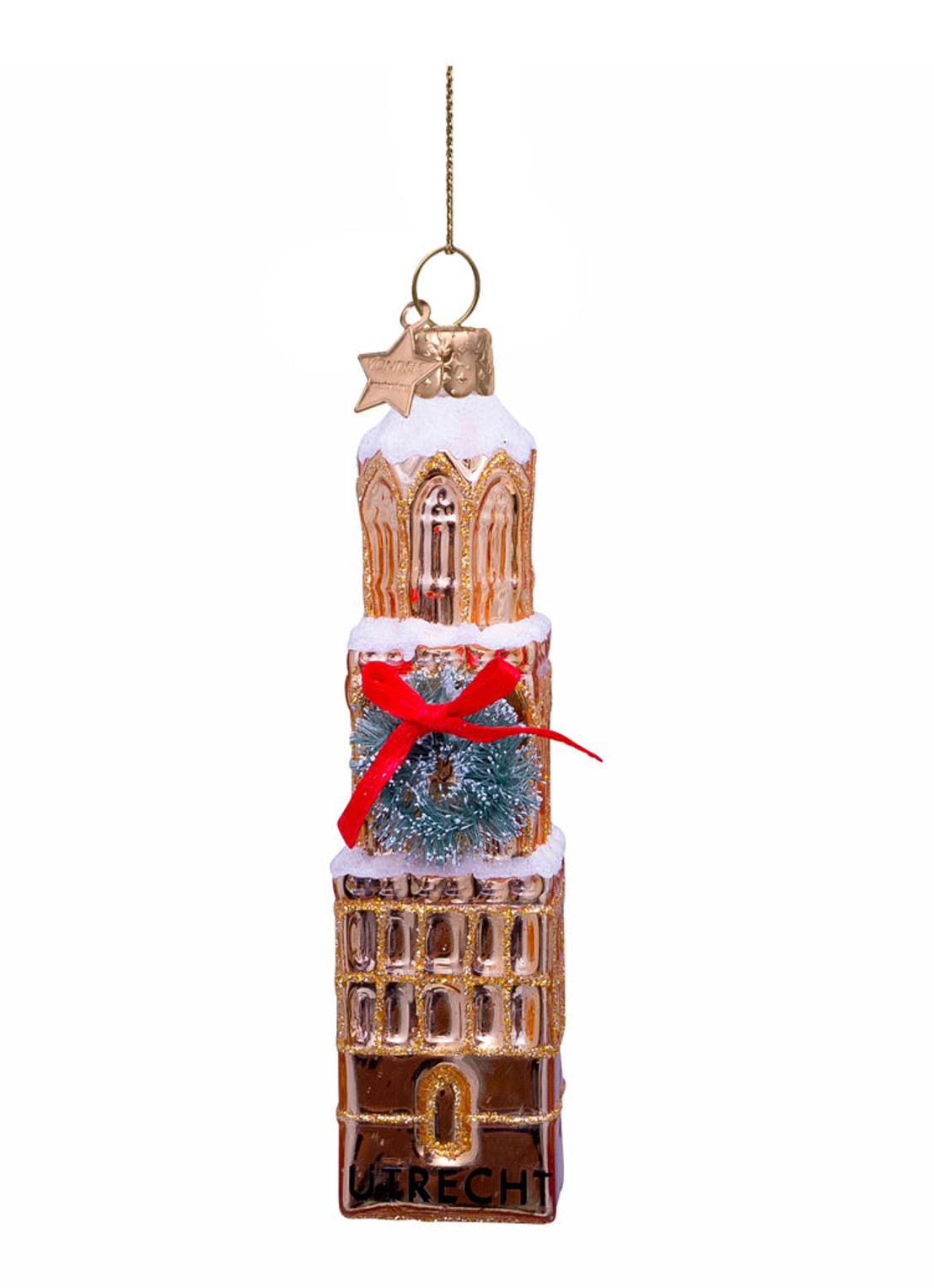 Vondels Domtoren Utrecht kersthanger 11 cm - detail 6 goud
