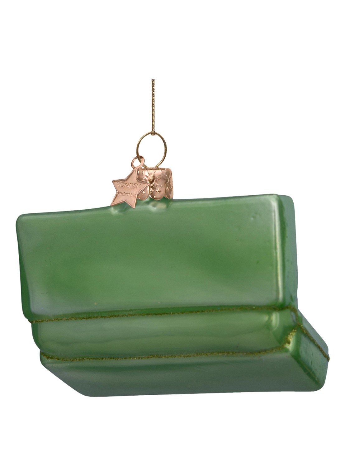 Vondels Doos met macarons kersthanger 5 cm - achterkant 2 groen