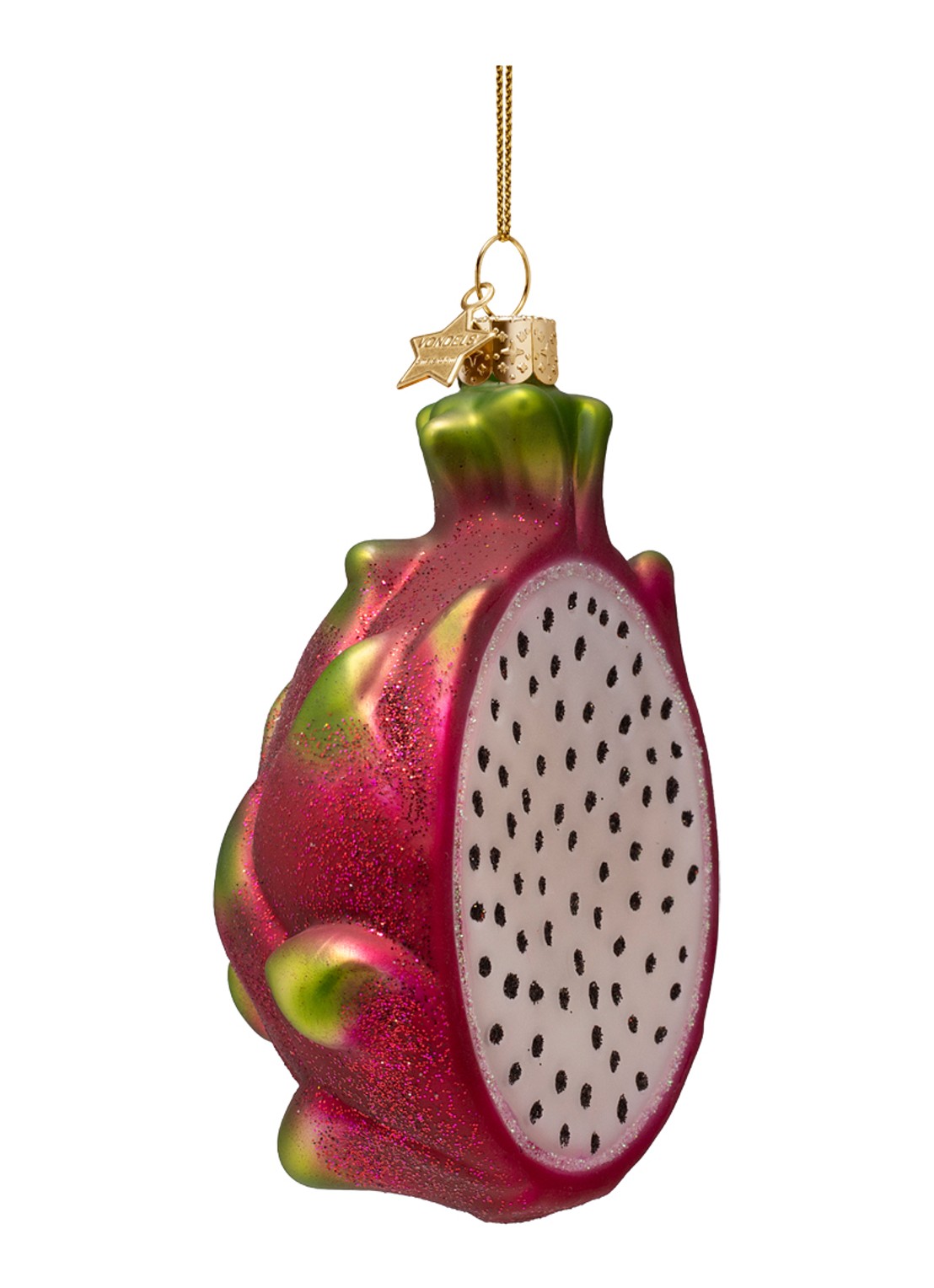 Vondels Drakenfruit kersthanger 10 cm - voorkant roze