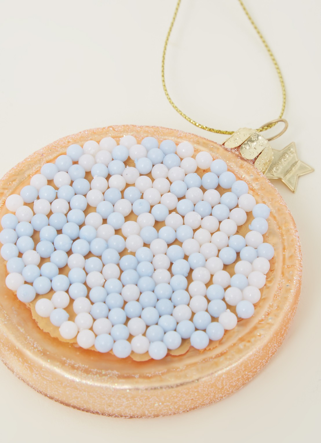 Vondels Dutch Beschuit Met Muisjes kersthanger 8,5 cm - detail 3 lichtblauw