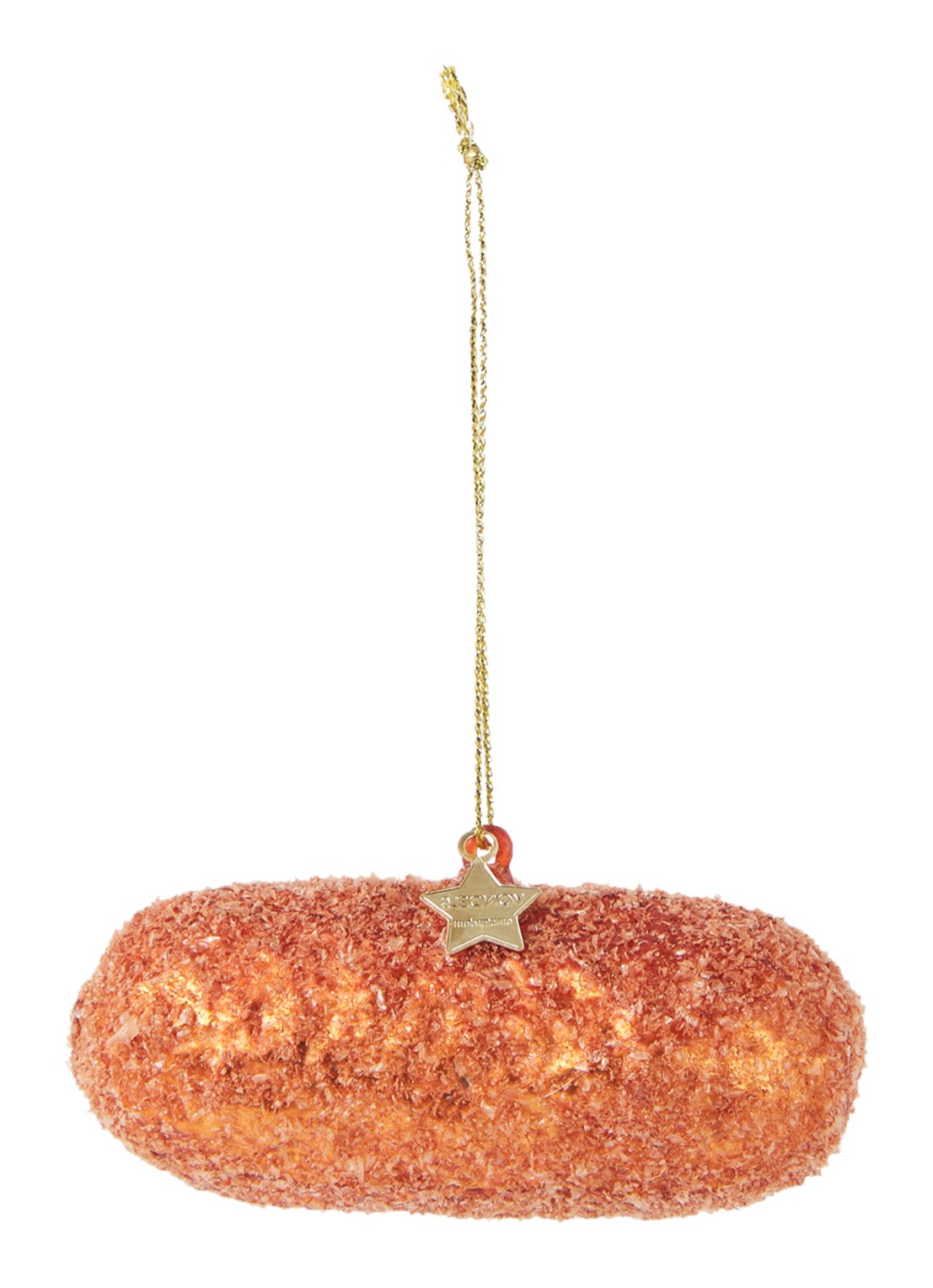 Vondels Dutch Kroket kersthanger 10 cm - voorkant 2 oranjerood