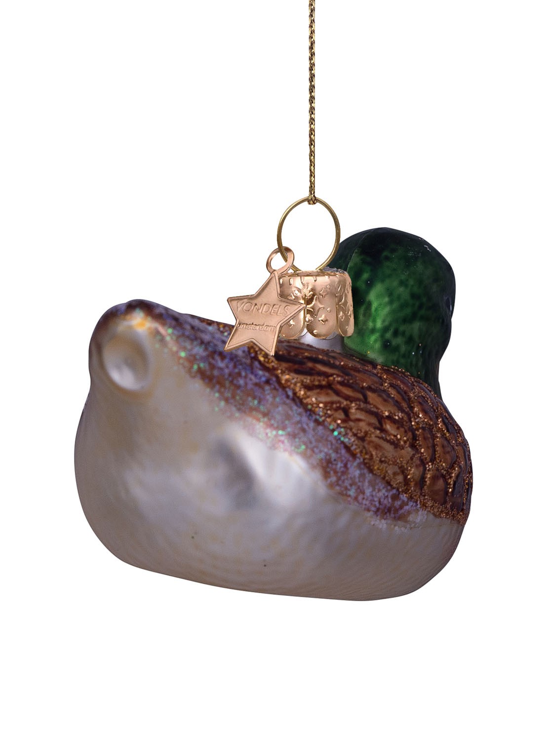 Vondels Eend kersthanger 5 cm - detail 3 bruin