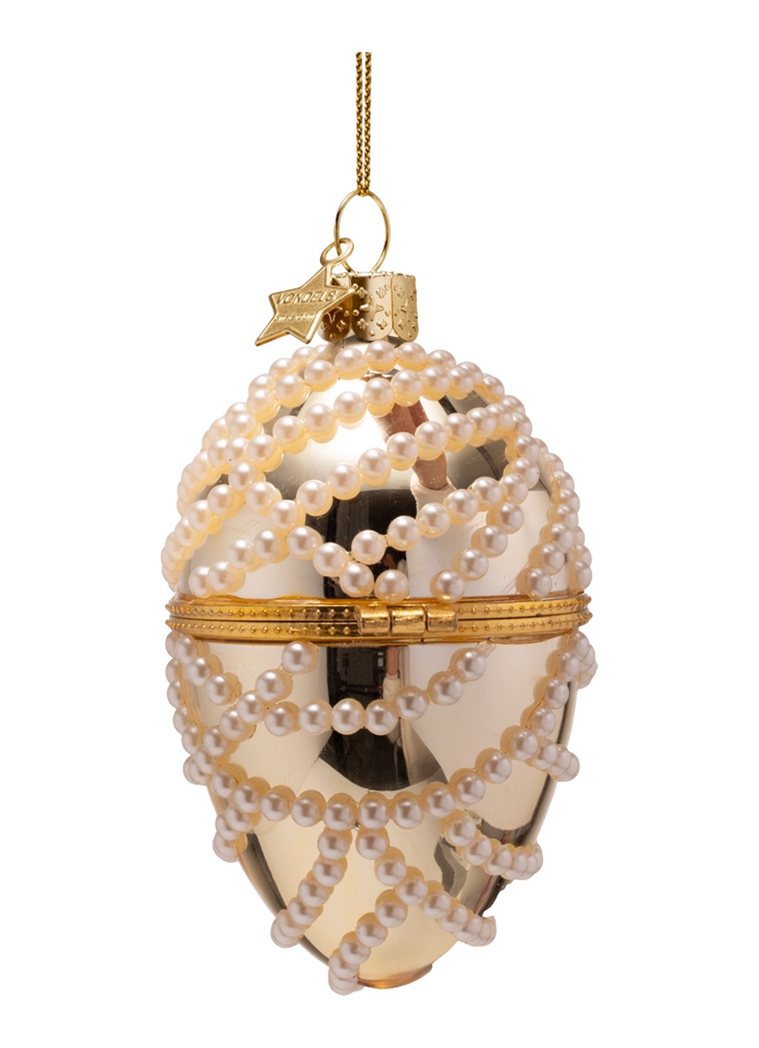 Vondels Fabergé-ei met Parels kersthanger 11 cm - achterkant 4 goud