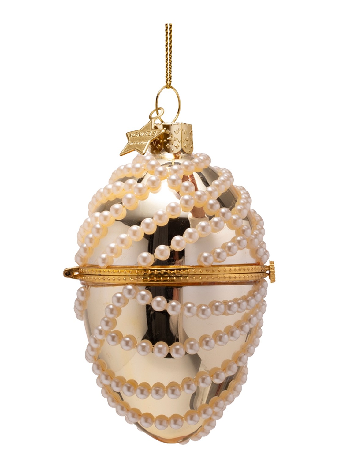 Vondels Fabergé-ei met Parels kersthanger 11 cm - detail 3 goud