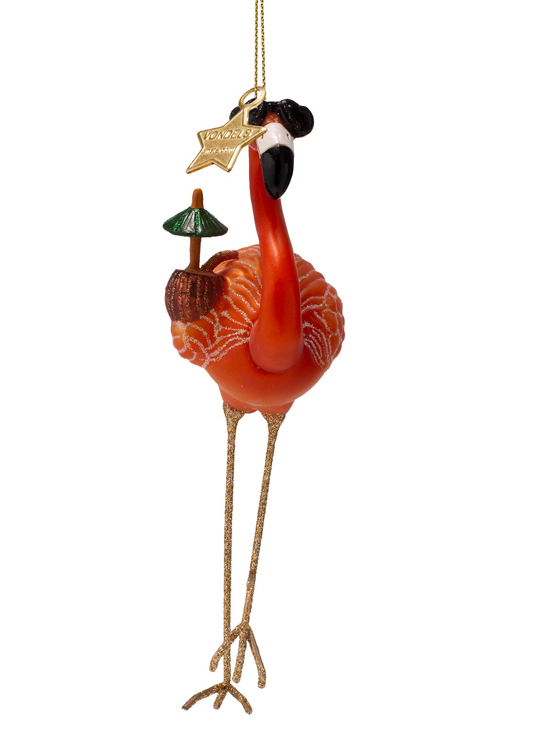 Vondels Flamingo kersthanger 16 cm - achterkant 5 oranje