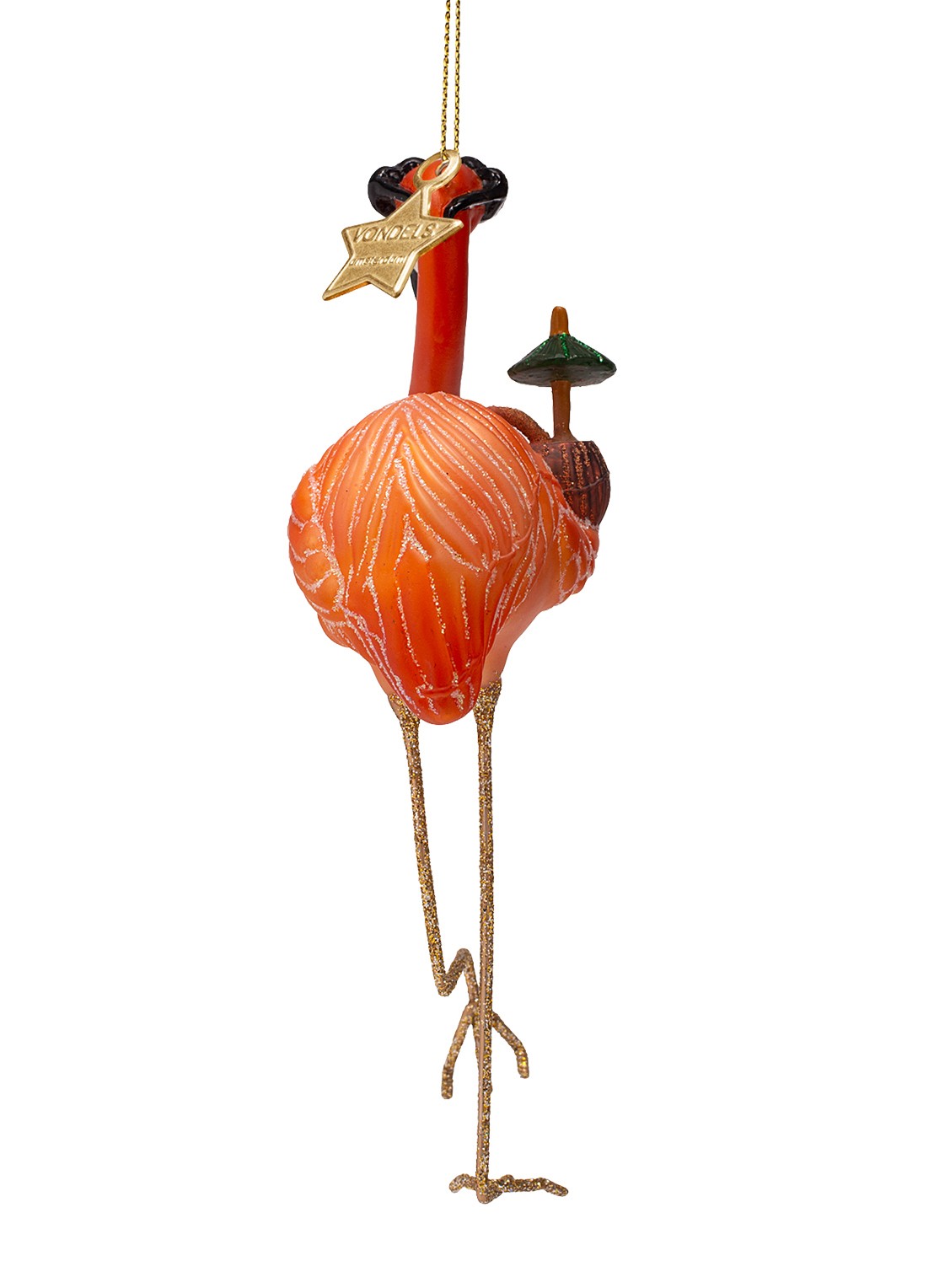 Vondels Flamingo kersthanger 16 cm - detail 4 oranje