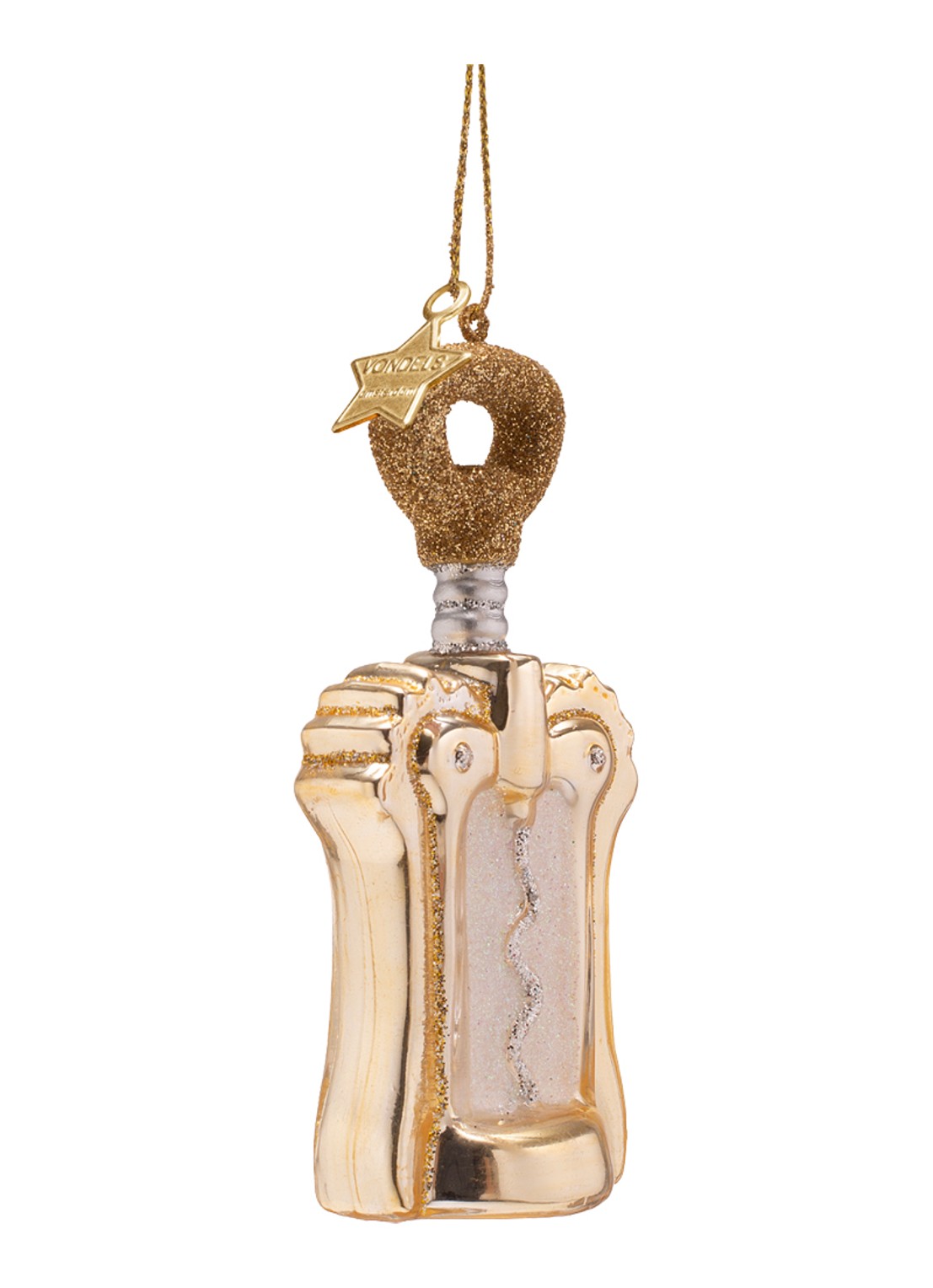 Vondels Flesopener kersthanger 10,5 cm - detail 3 goud