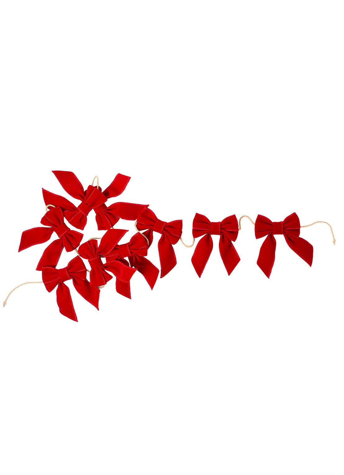 Vondels Fluwelen strik kerstslinger 180 cm - voorkant rood