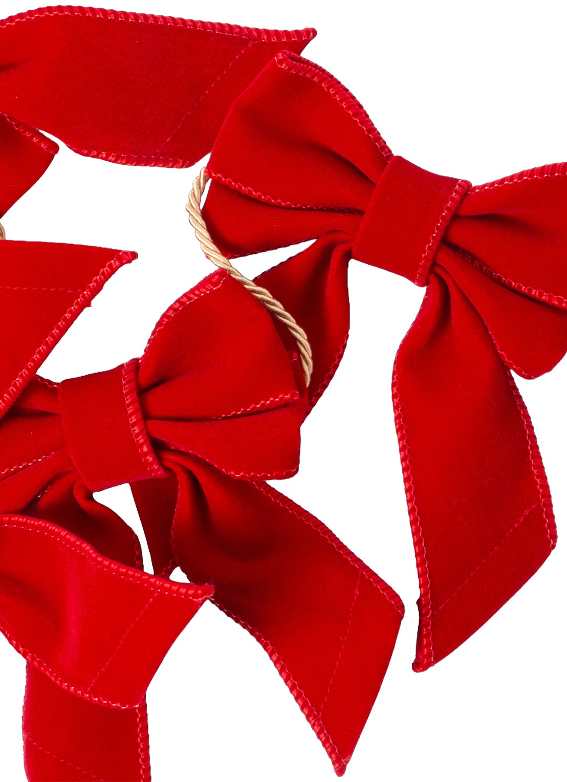 Vondels Fluwelen strik kerstslinger 180 cm - voorkant 2 rood