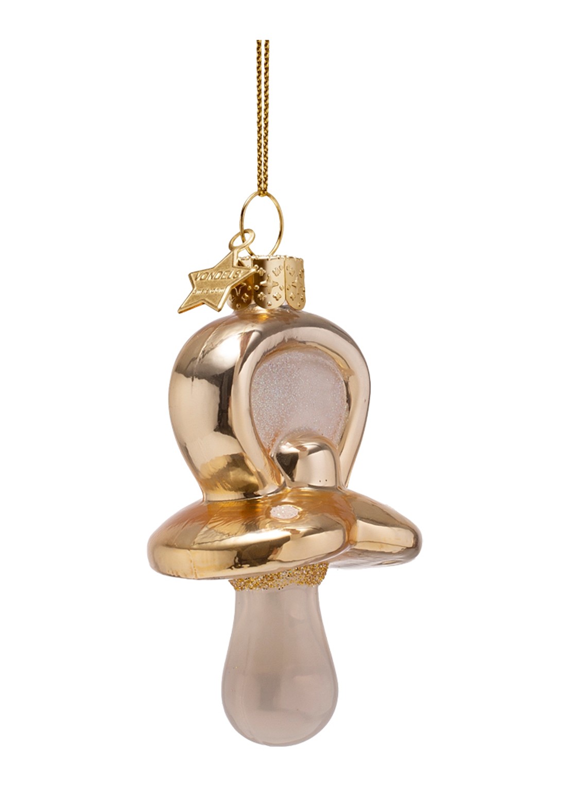 Vondels Fopspeen kersthanger 8 cm - detail 4 goud