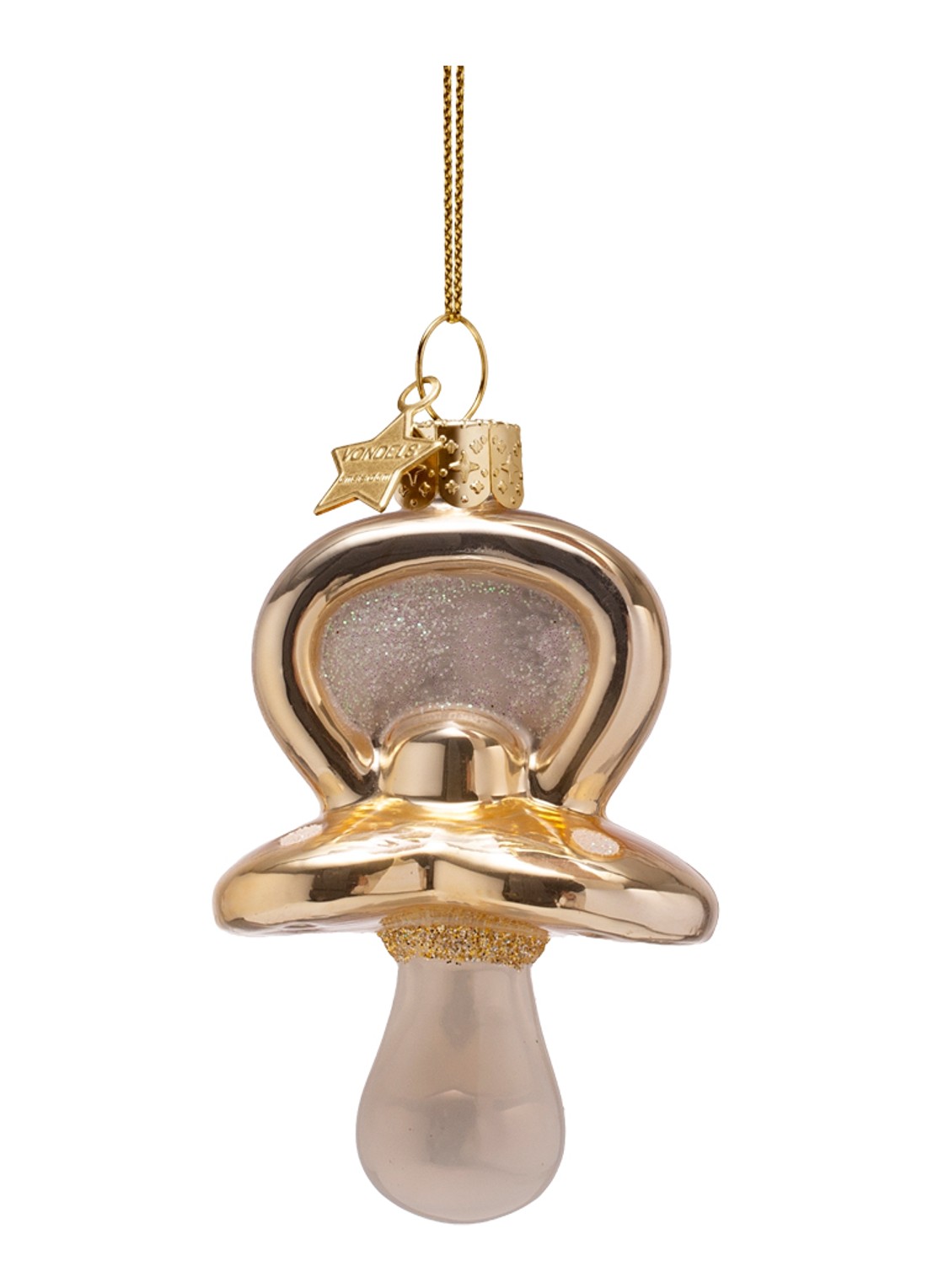 Vondels Fopspeen kersthanger 8 cm - voorkant 2 goud