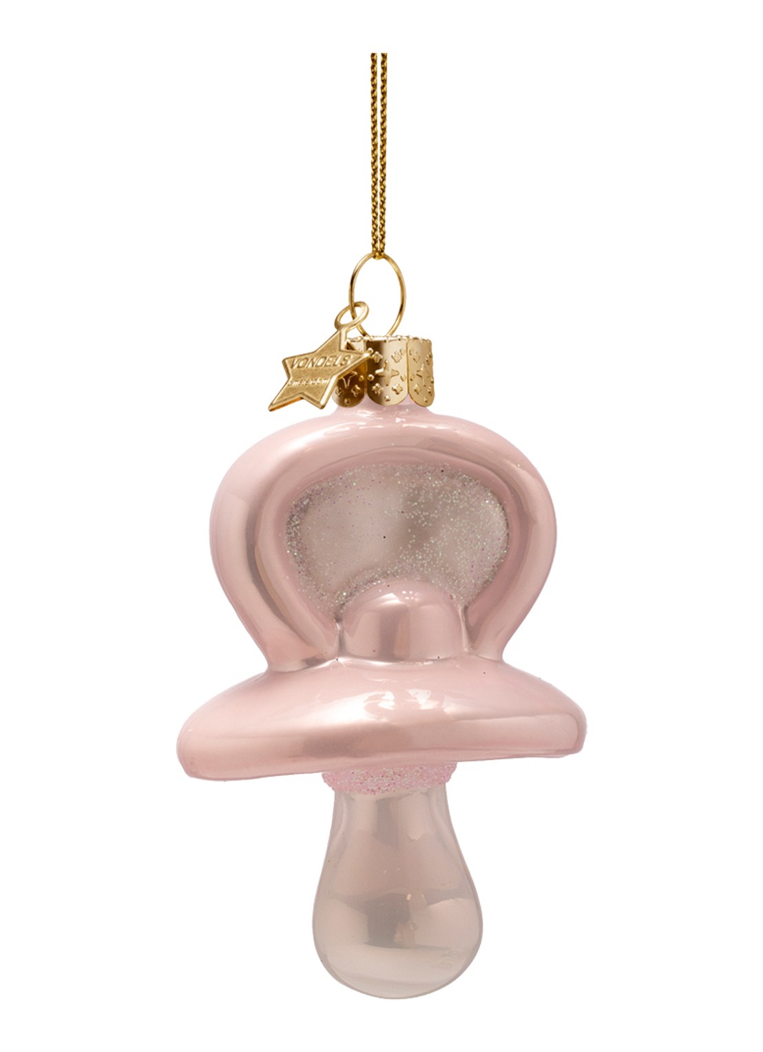 Vondels Fopspeen kersthanger 8 cm - achterkant 4 roze