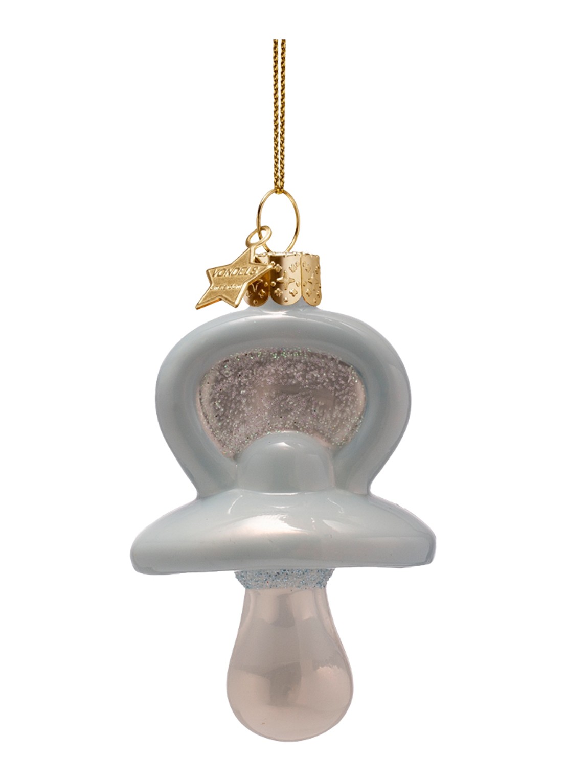 Vondels Fopspeen kersthanger 8 cm - achterkant 4 blauw