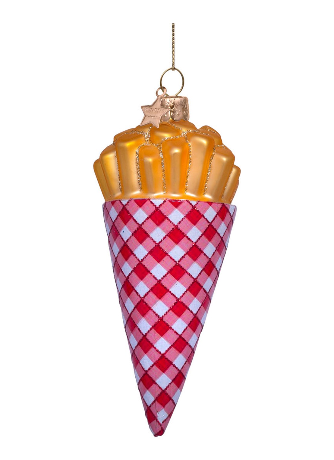 Vondels Friet met mayonaise kersthanger 12 cm - detail 2 roze