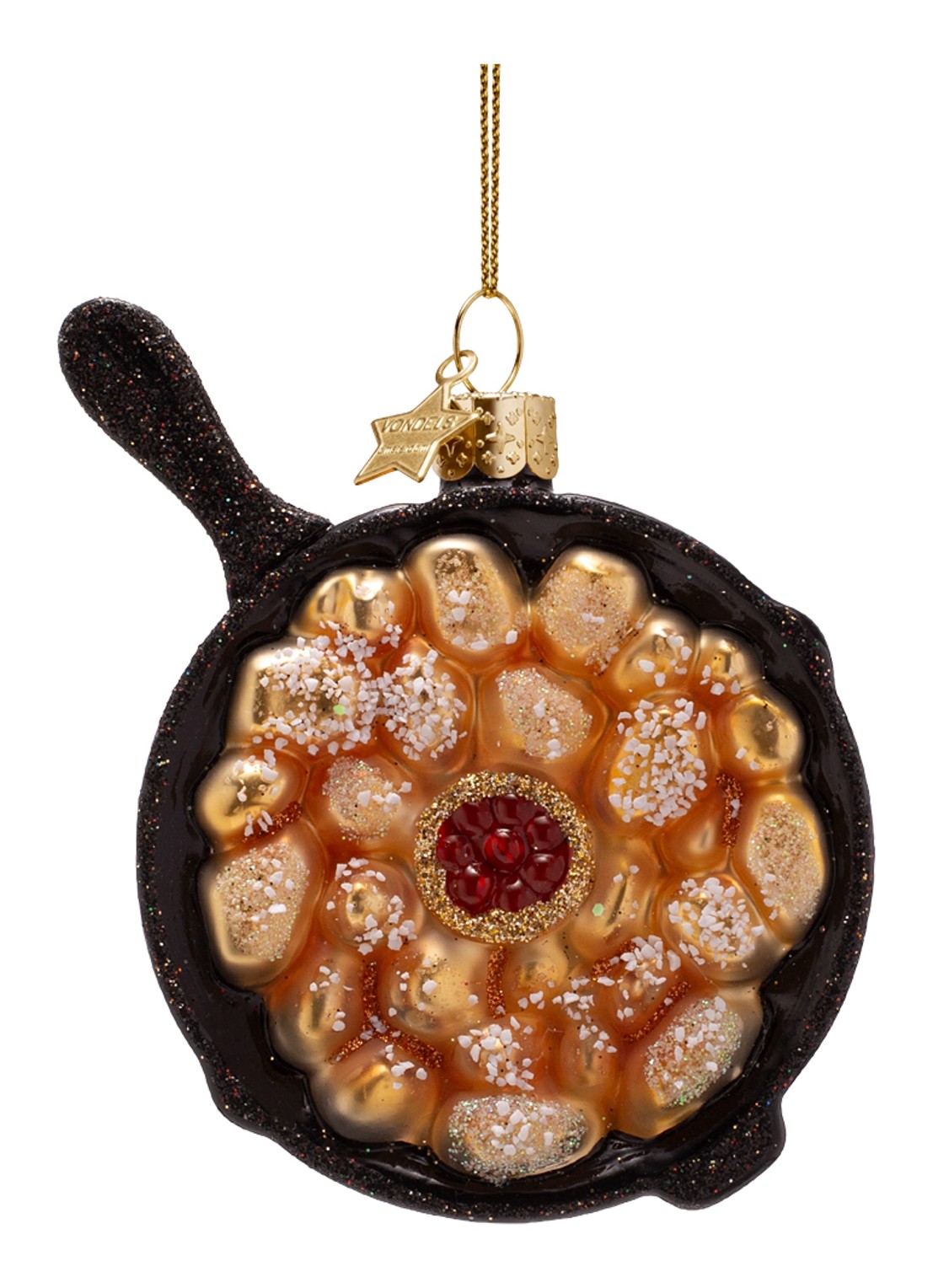 Vondels Gietijzeren Pan Met Kaiserschmarrn kersthanger 9 cm - voorkant 3 donkerbruin
