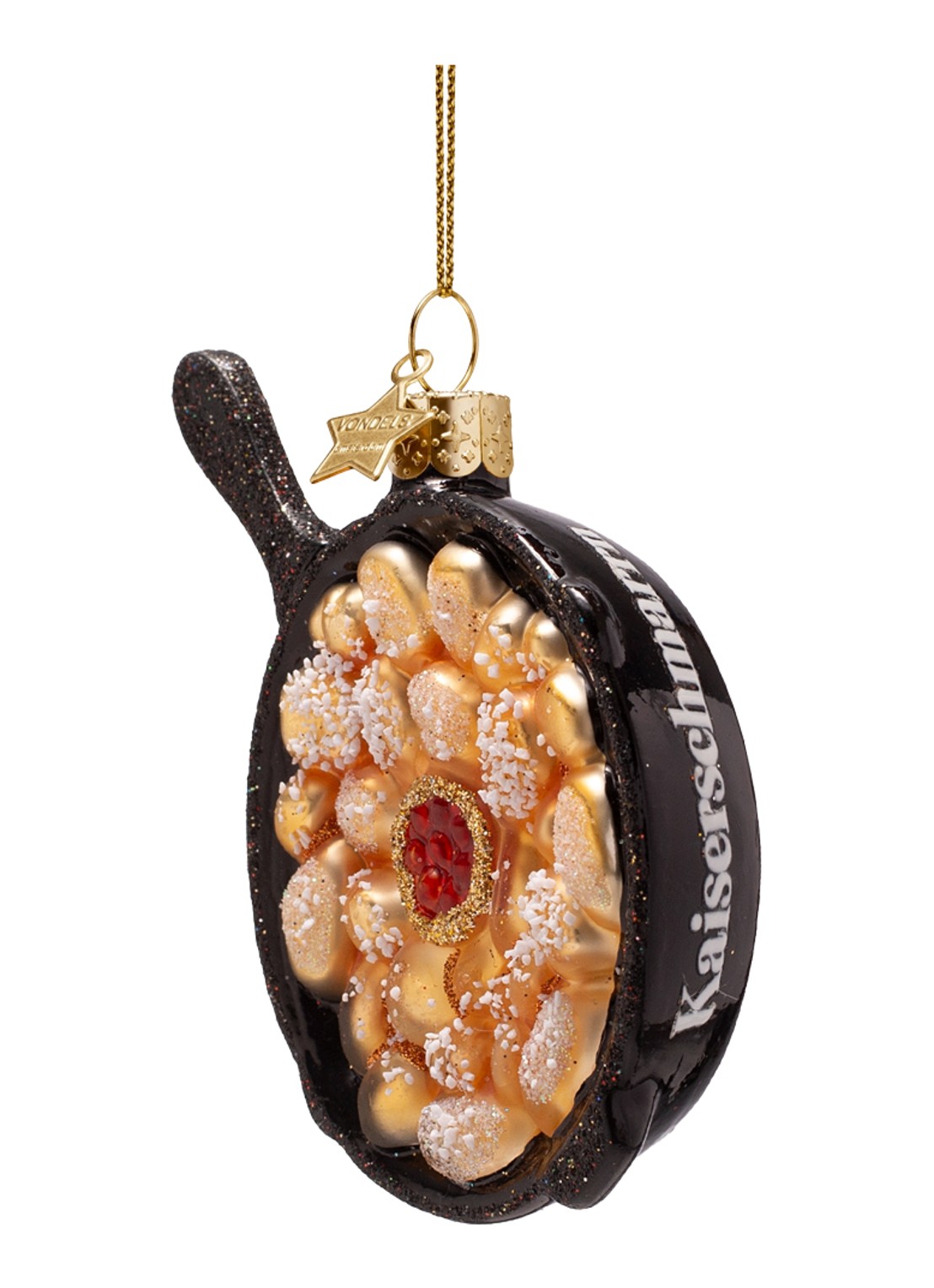 Vondels Gietijzeren Pan Met Kaiserschmarrn kersthanger 9 cm - voorkant 4 donkerbruin