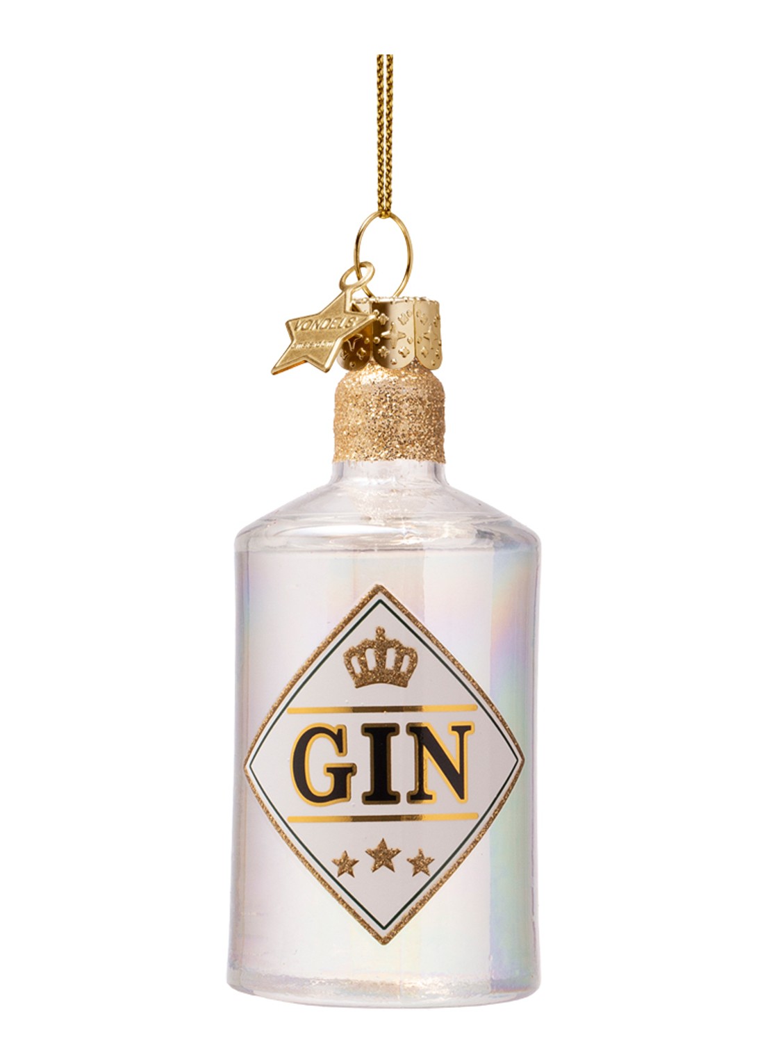 Vondels Gin fles 9,5 cm - voorkant 2 gebroken wit