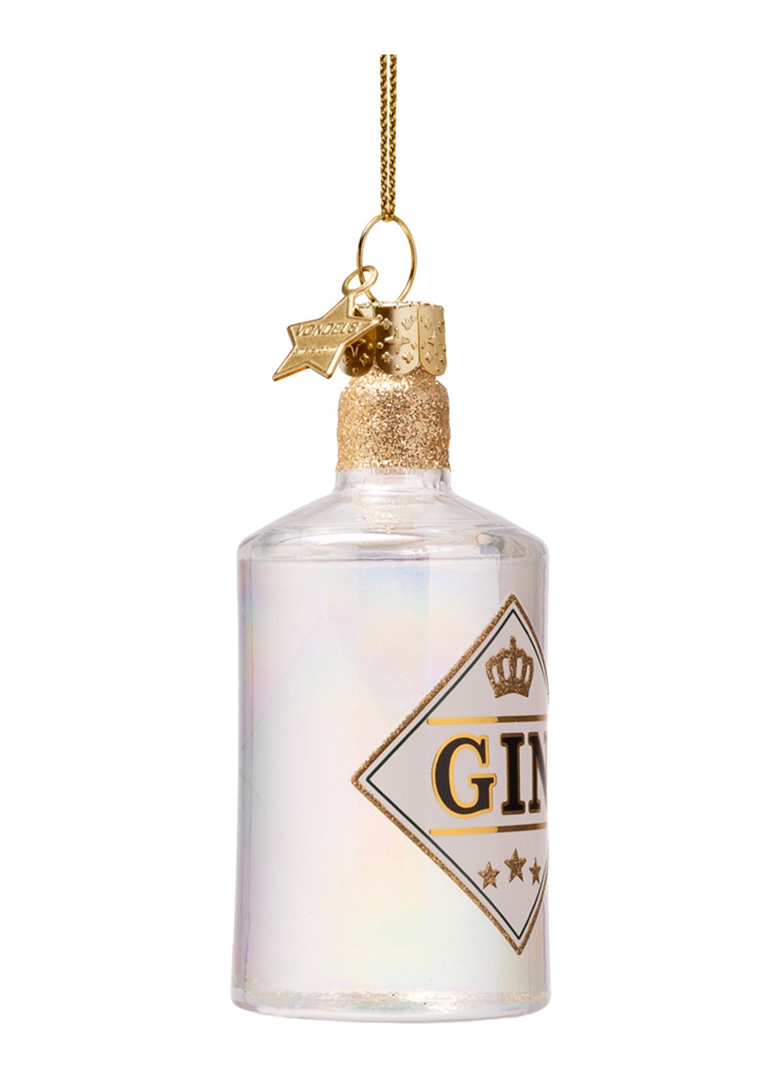 Vondels Gin fles 9,5 cm - voorkant 3 gebroken wit
