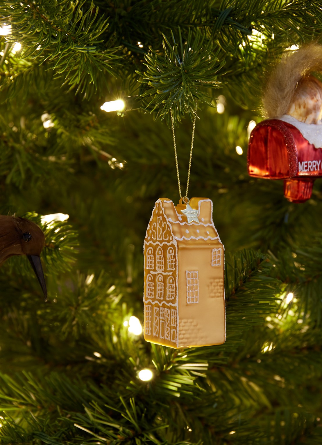 Vondels Ginger Bread Canal House kersthanger 8,5 cm - voorkant 3 oranje
