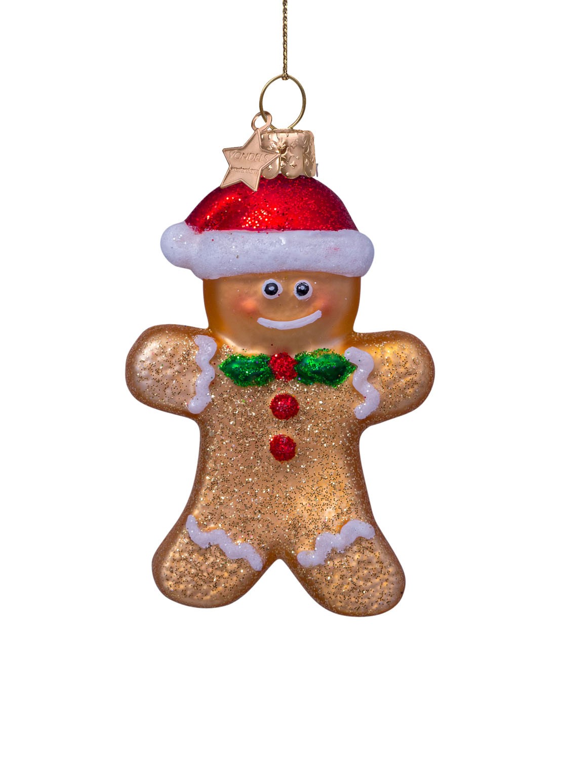 Vondels Gingerbread Cookie kersthanger 8,5 cm - detail goud