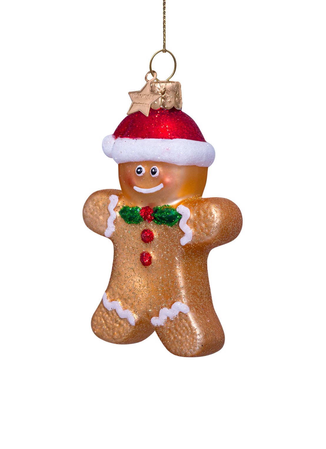 Vondels Gingerbread Cookie kersthanger 8,5 cm - detail 2 goud